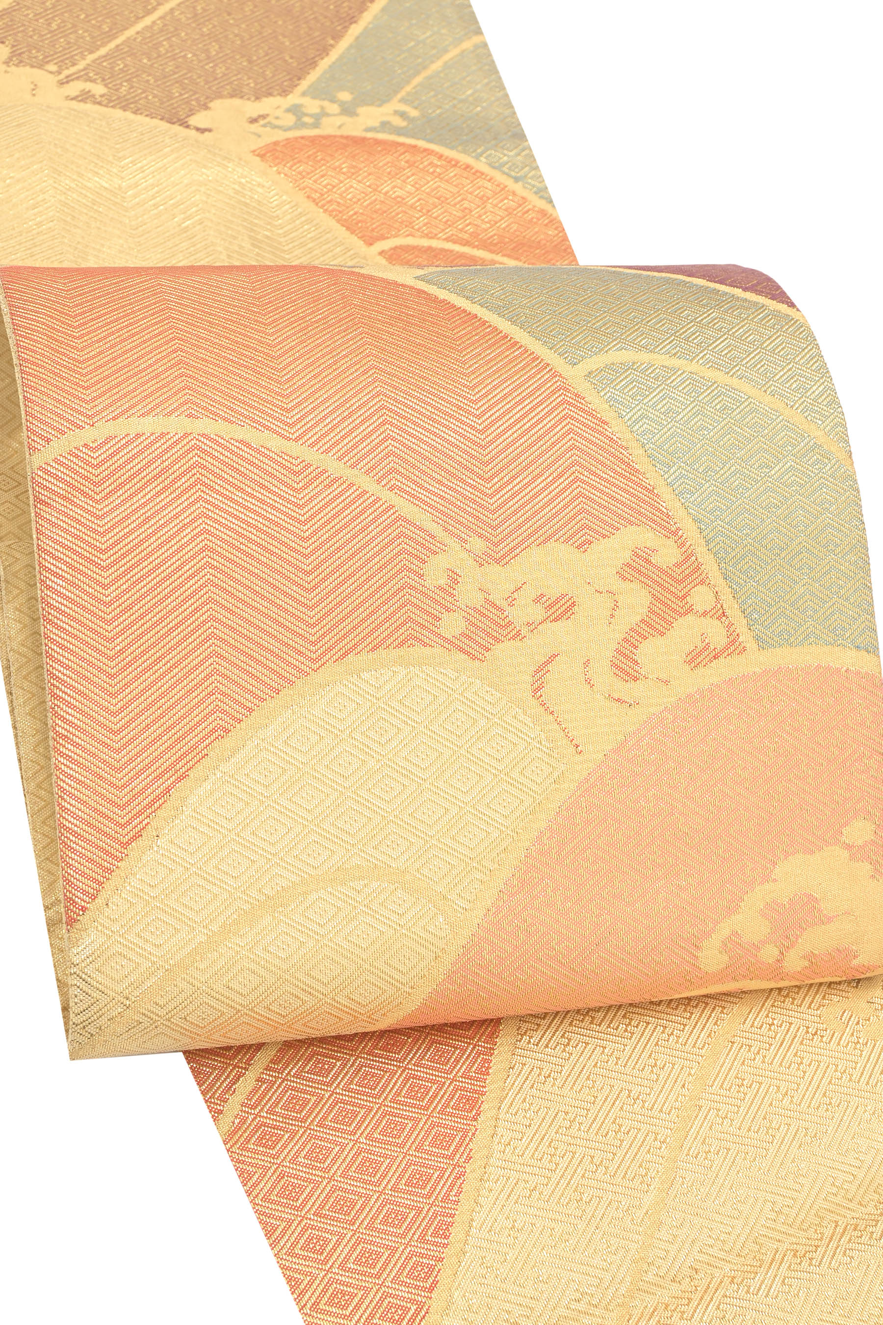 【お仕立て上がり・中古品】正絹佐賀錦袋帯 「波濤重ね紋」 ☆煌めく美しさ。華やぎあふれるお面持ち。短尺|京都きもの市場 店