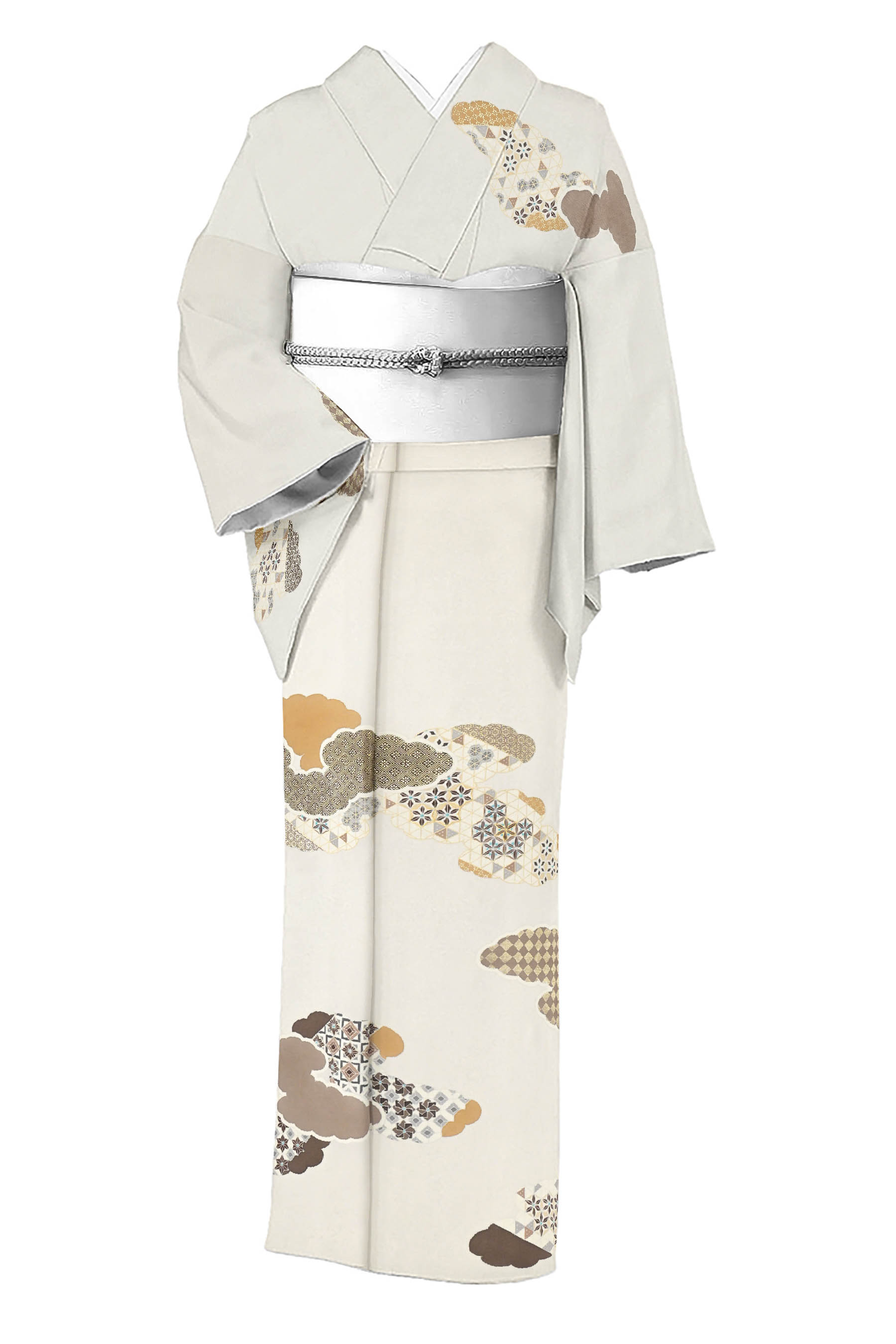 【15％OFFクーポン対象】【京の工芸染匠　白木染匠】 本手描き京友禅付下げ着尺 「雲取切子」 名門の新作入荷！ 問屋別注の他にない意匠！