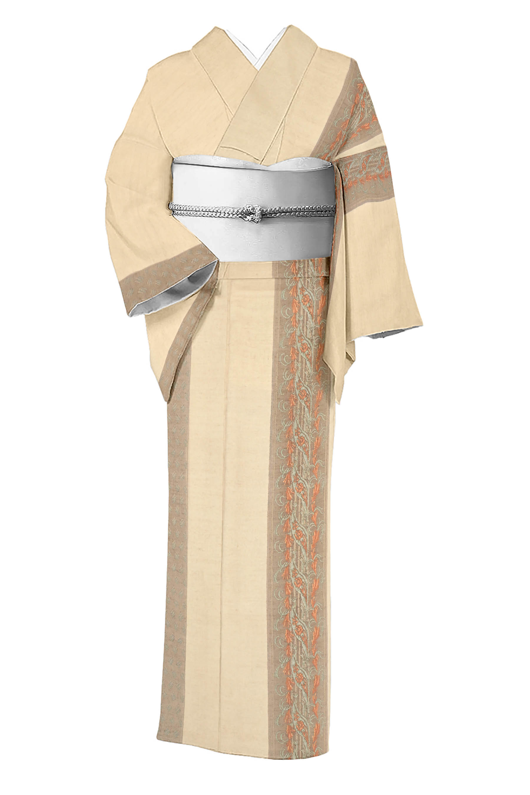 【20％OFFクーポン券客体】  特選摺り友禅紬 ＜石下結城紬地＞ 「ペイズリー唐草抜け道」 たっぷりと浮かぶ暗やみ… 飛び切りの顔の表情！身たけ157裄64.7