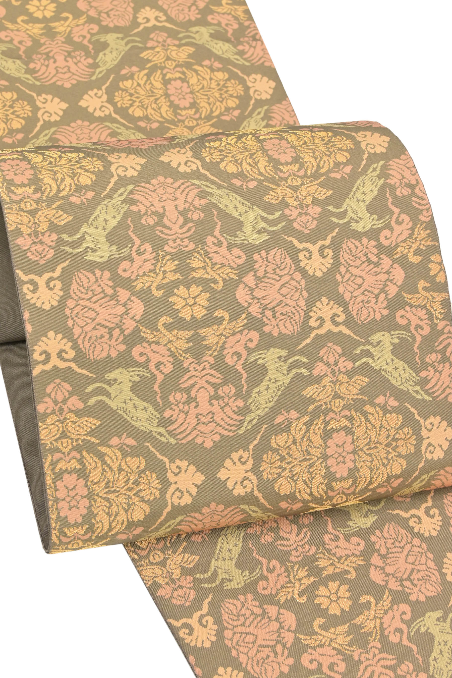 喜多川俵二　人間国宝　袋帯 楽天市場】人間国宝 喜多川俵二向鸚鵡文様二陪織 袋帯【未着用品