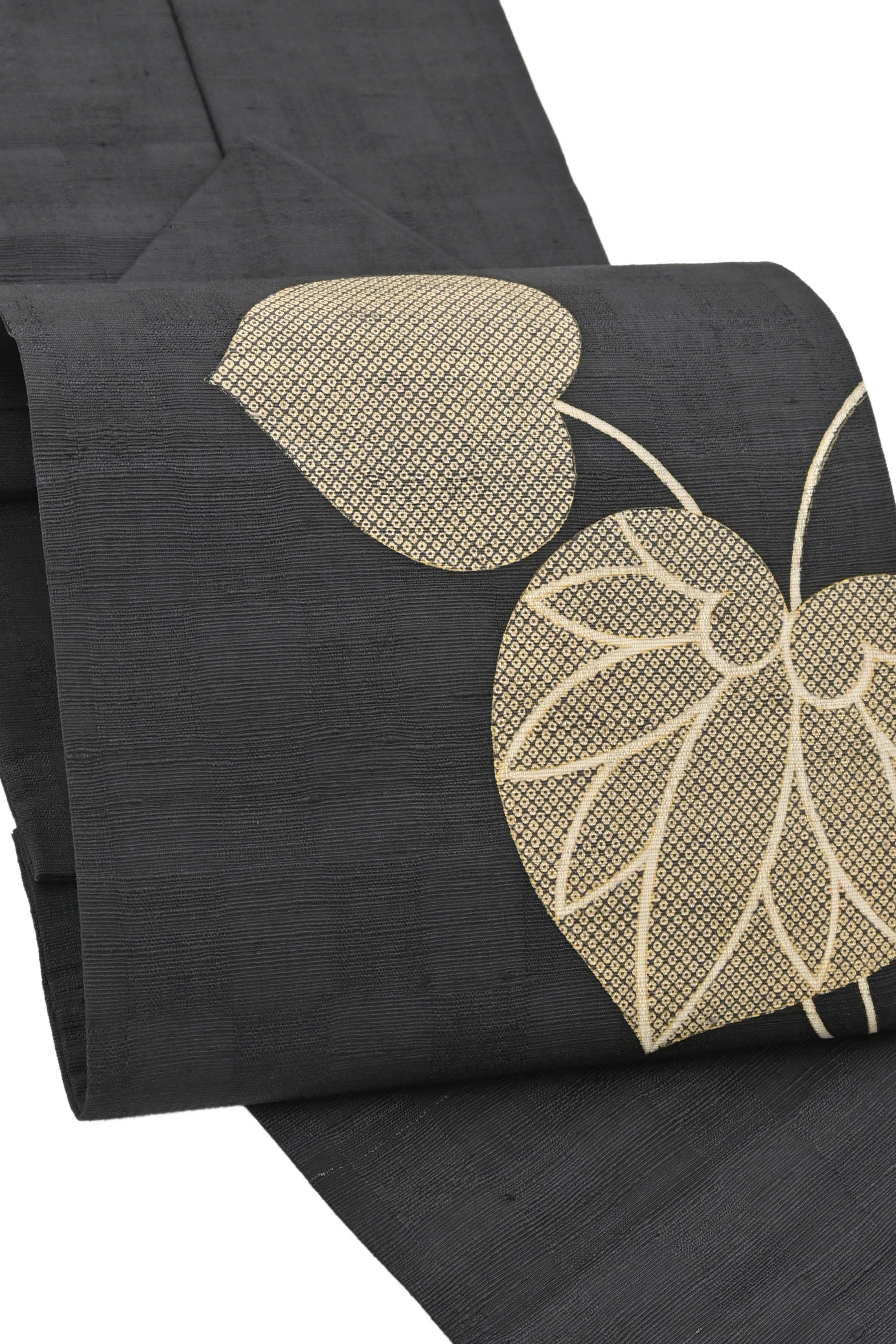 貴久樹 手紬八寸帯 ベージュ 狩猟文 手刺繍 美品 ガード加工済 楽天