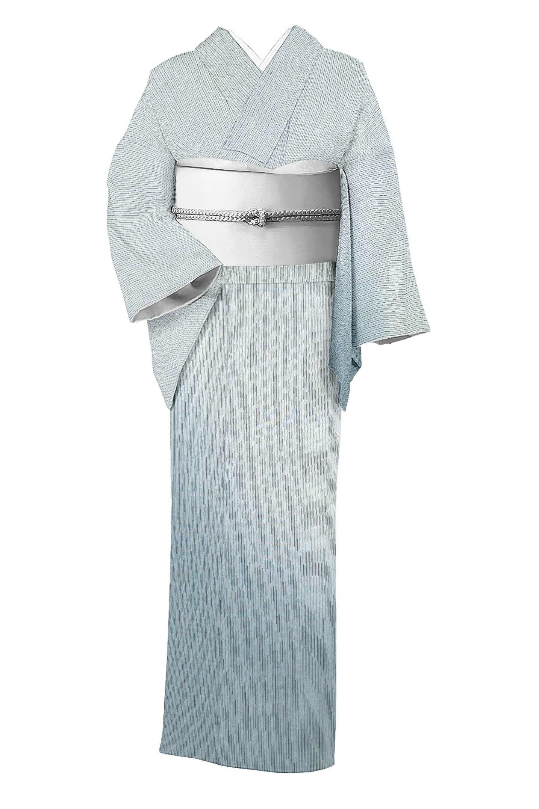 【大丸布切れ】 特選本塩沢ぼかし染め付下げ ≪御仕立てもの売り上げ高・中古美品≫ 「親子縞」 サラリとした本塩沢ならではの肌目！ 着回しの効く分かりやすい柄！ 身の丈157 裄66