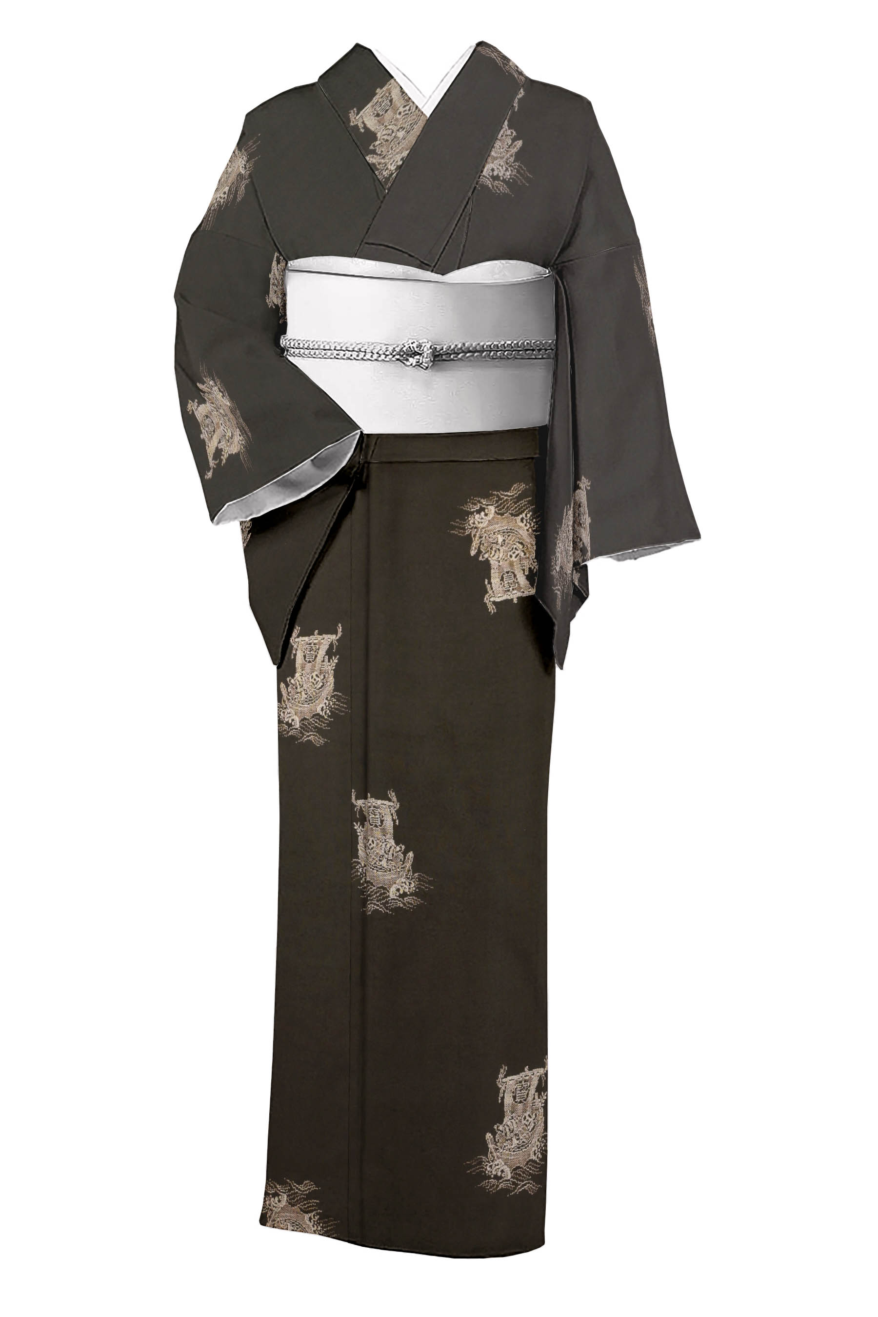 楽天市場】本場大島紬 鏡裏模様 9マルキ 地空き 黒色 証紙付き 【送料