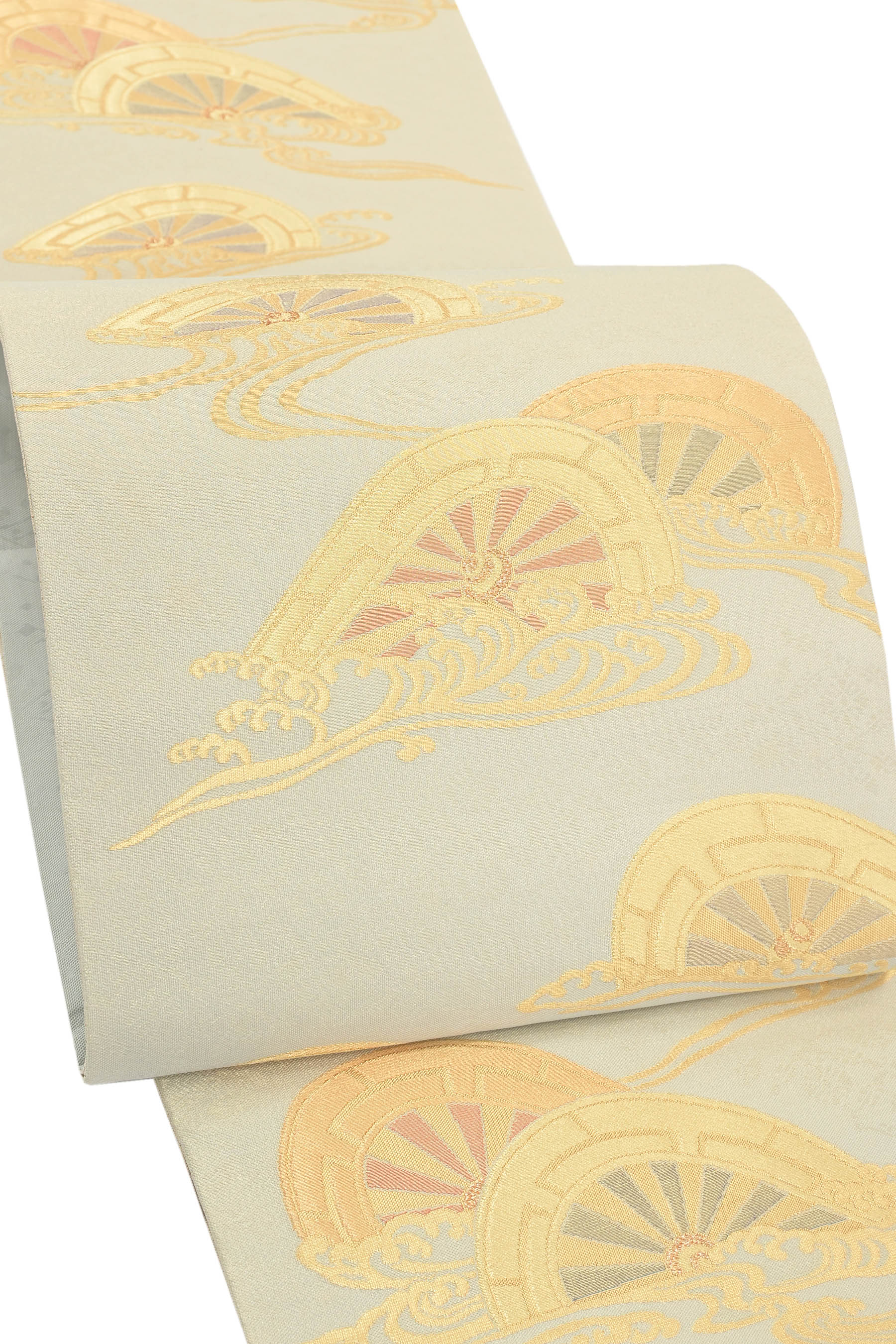 【20%オフクーポン対象】【決算前の超在庫処分市】 【岡野武一郎】 特選本場筑前博多織 佐賀錦袋帯 ≪御仕立て上がり・中古美品≫ 「波に片源氏車」 卓越した帯技術。 慶事に相応しき気品。|京都きもの市場 店