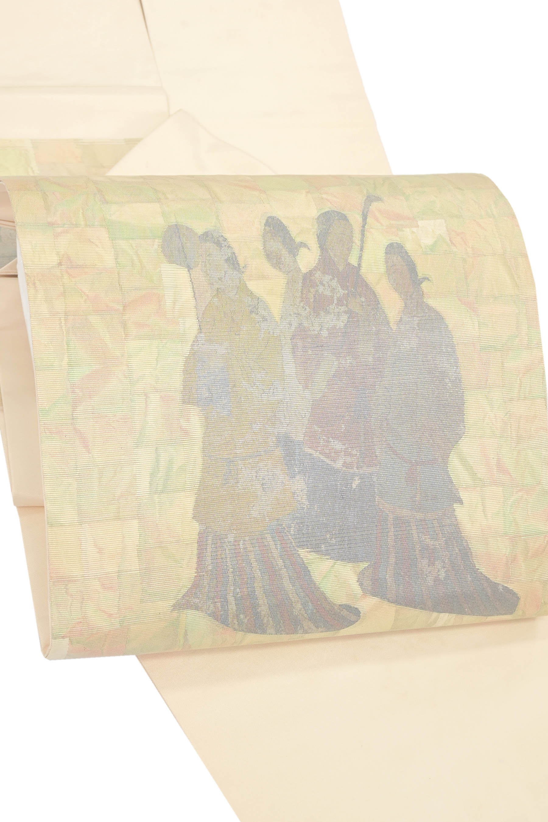 仕立てあがり中古品 正絹絵箔九寸帯 「飛鳥女官」 艷やかに描き出す古典美! 上品カジュアルに!|京都きもの市場 店