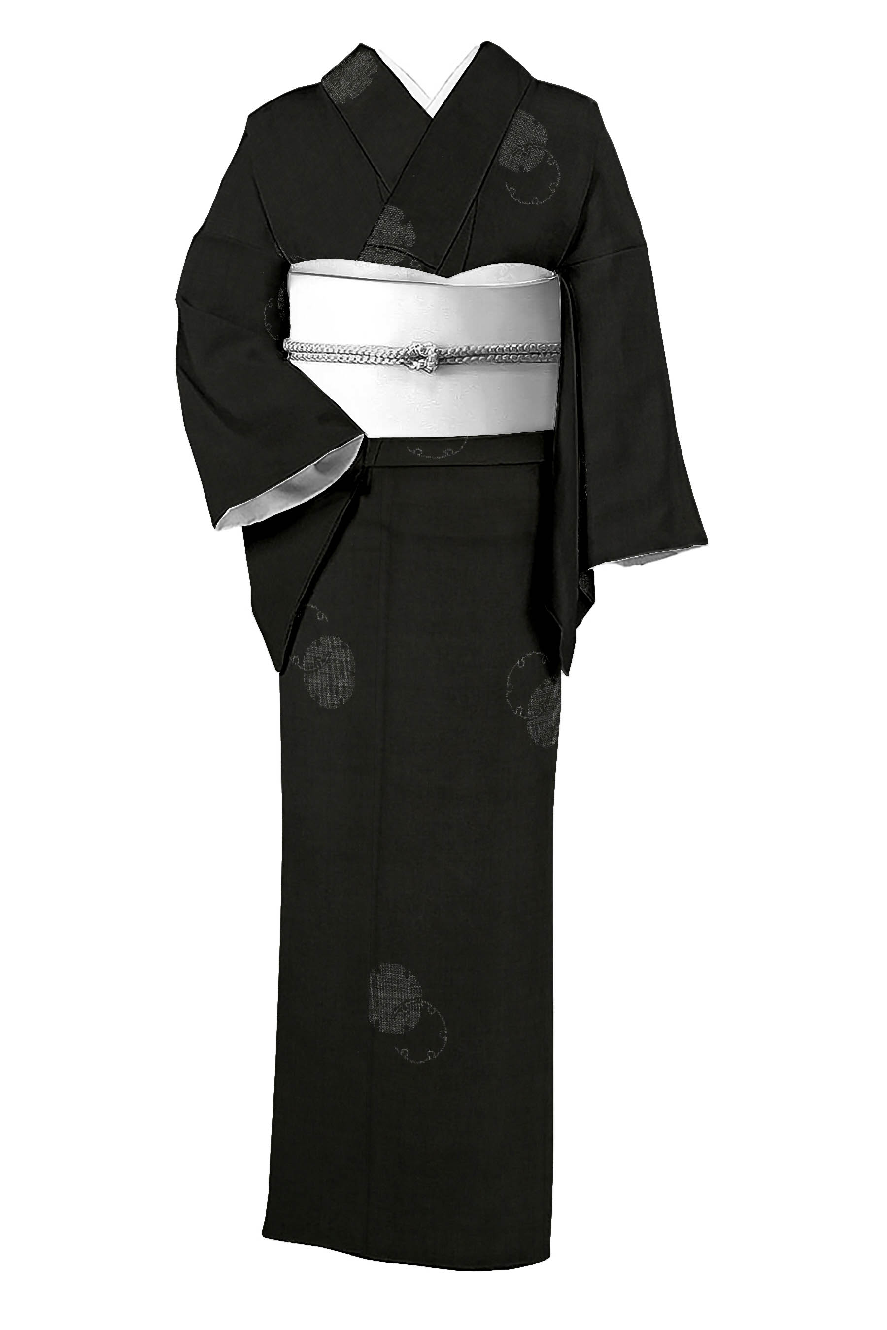 【発祥地結城紬】 天覧織女・永井千代子 100山亀甲絣 地機・手織り ≪単衣仕立てもの・中古美品≫ 「雪輪襲」 込められた心と技。 生存期間の付いて行くに… 身の丈153.5 裄65