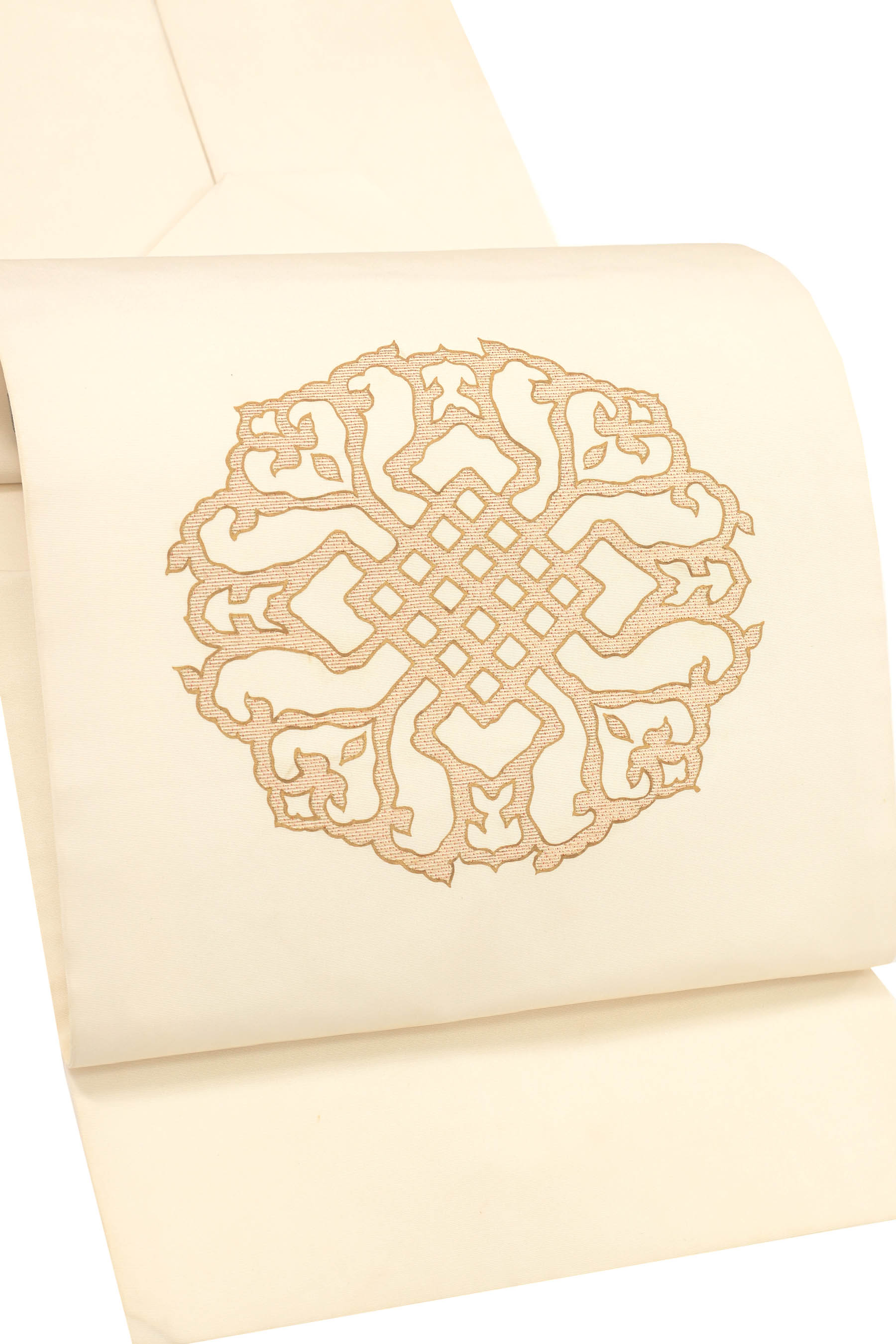 【お仕立て上がり・中古品】 正絹塩瀬　九寸　刺繍名古屋帯 「華文」 ☆風情豊かに、情緒をまとう…