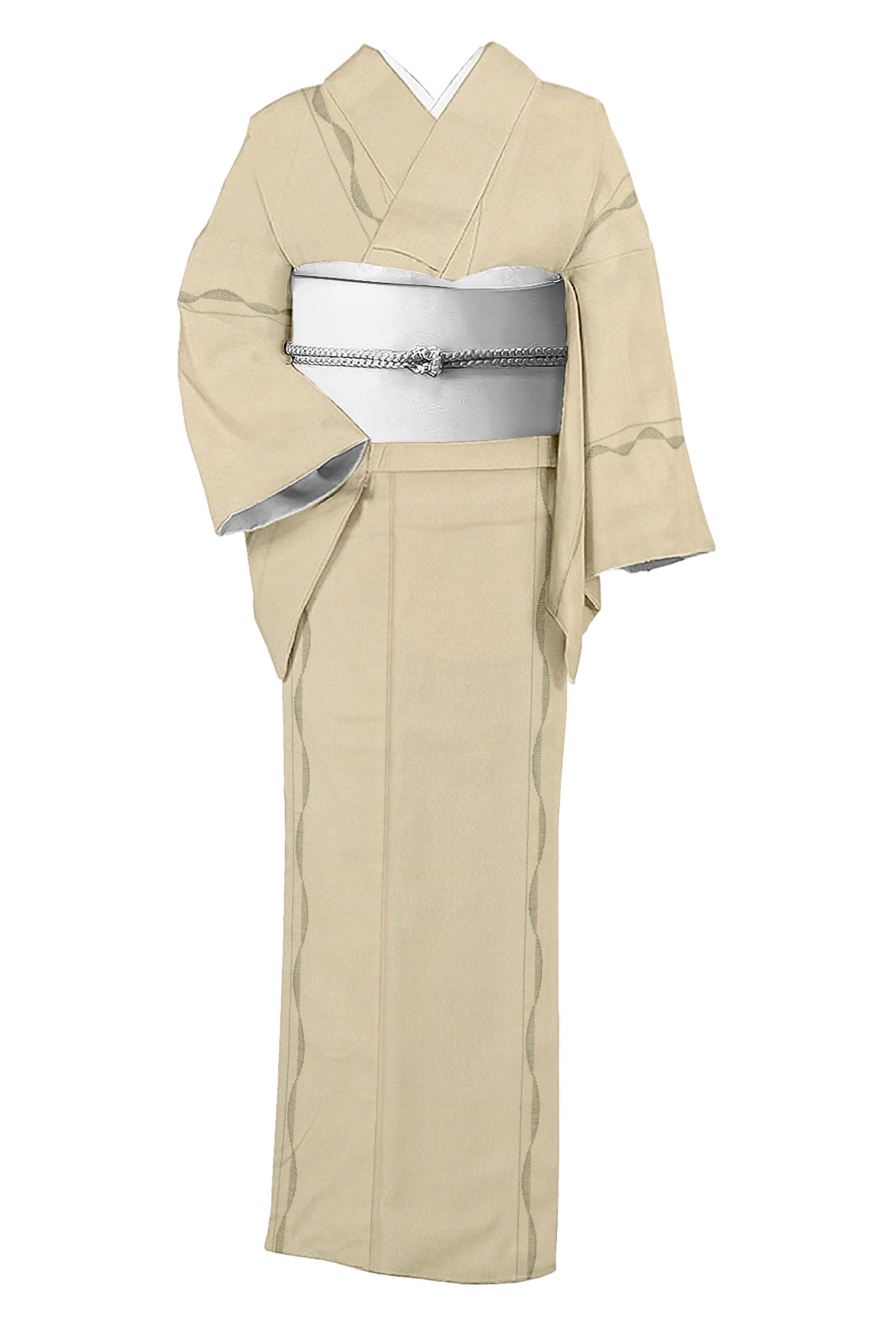 【本場奄美大島紬】≪御仕立て上がり・中古美品≫ 「波線」 この風合いに魅了！ 重宝のシンプルデザイン！　身丈151.5　裄丈64