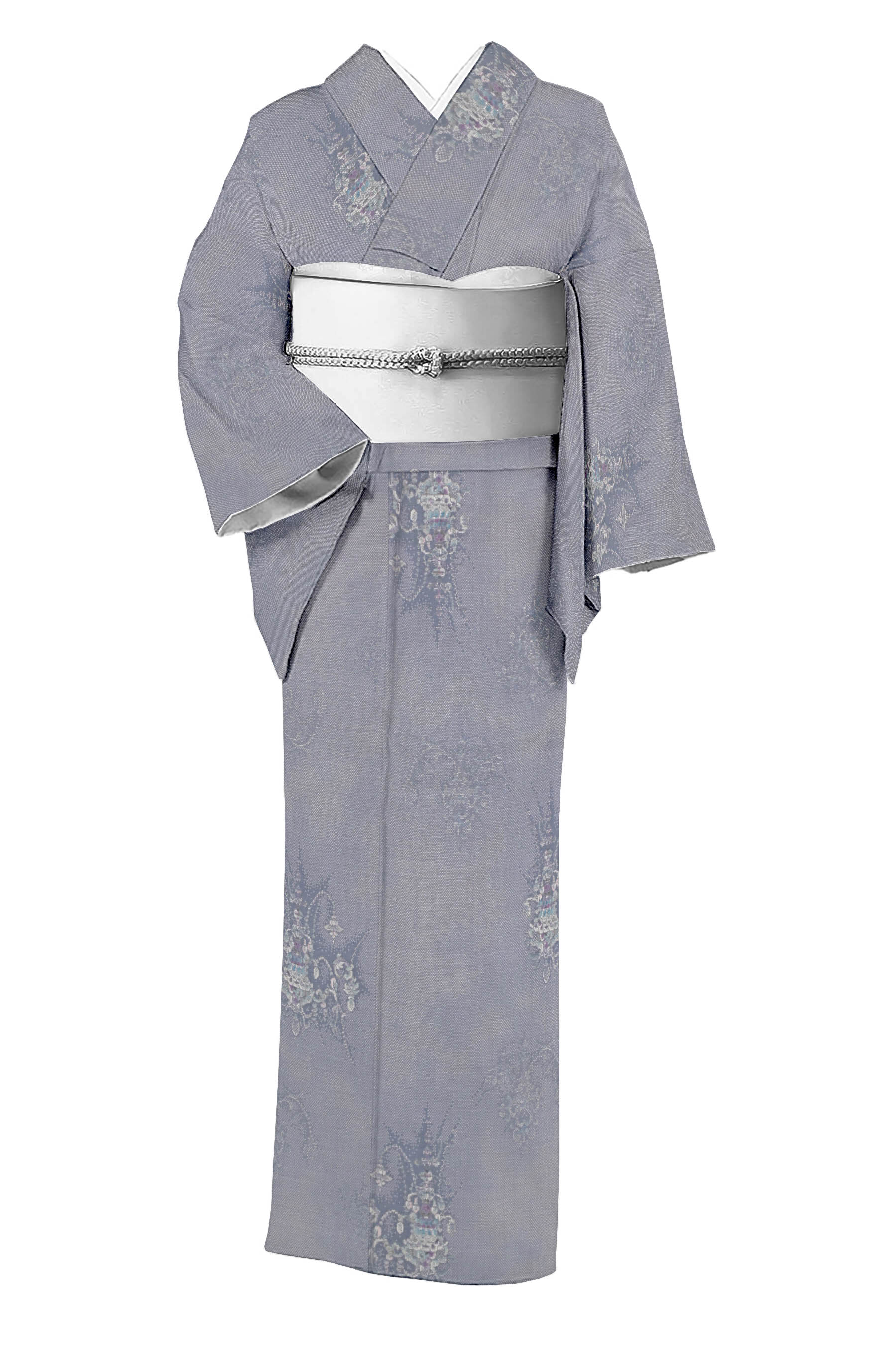 小っちゃいな方に！ 【名文芸術 都喜エ門】 〈お仕立てもの売り上げ金・中古品〉 発祥地大島紬 7マルキカタス式有色絣 「シャンデリヤ」 ☆身たけ150.3 裄64