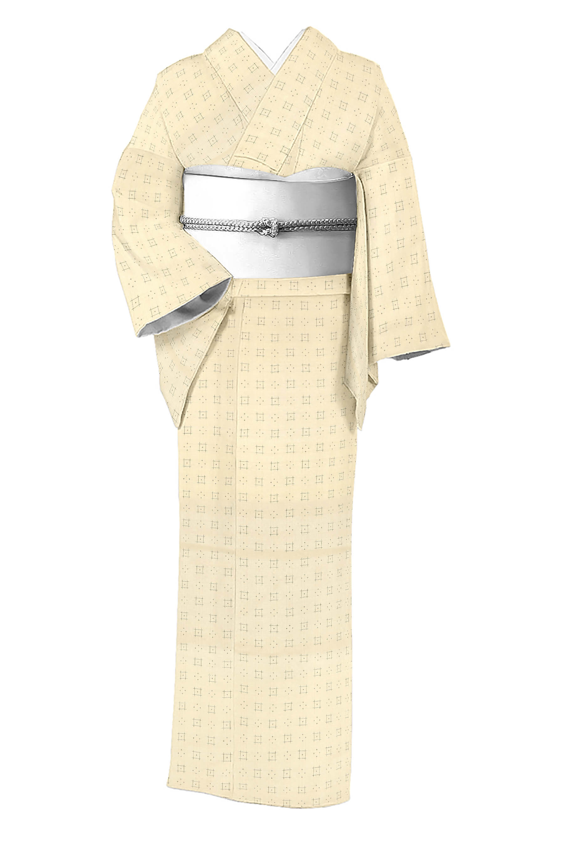 【15％OFFクーポン対象】 特選本場奄美大島紬 奄美絣 ≪お仕立て上がり・中古美品≫ 「十字絣ならべ」 上質カジュアル ※身丈155裄65.5