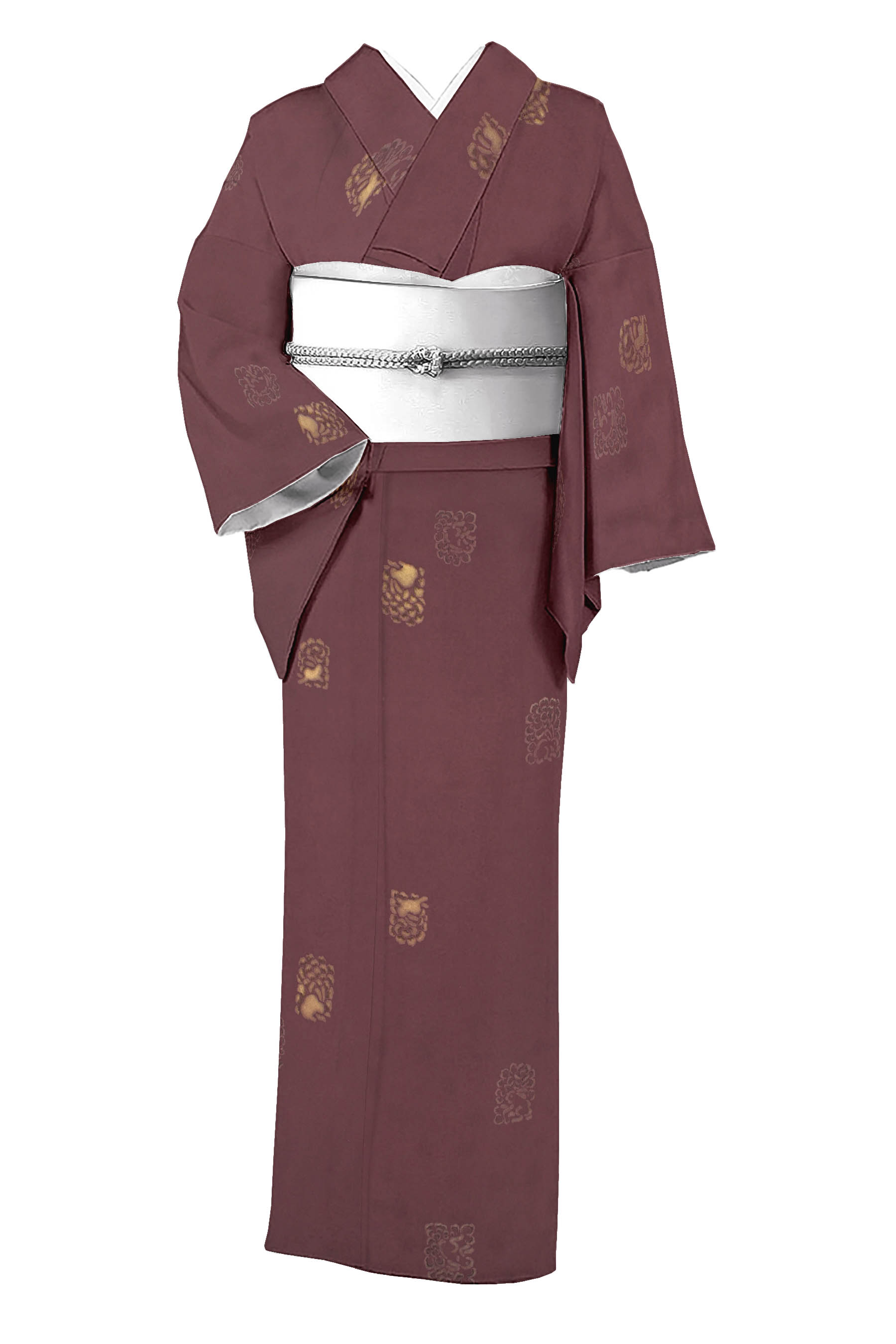 小っちゃいな方に！ 仕立て上げる摺箔小紋 ≪御仕立てもの売り上げ金・中古美品≫ 「花兎」 名著のお柄で窈窕たるに 心地好い一こまに幅広く！ 身たけ147 裄63