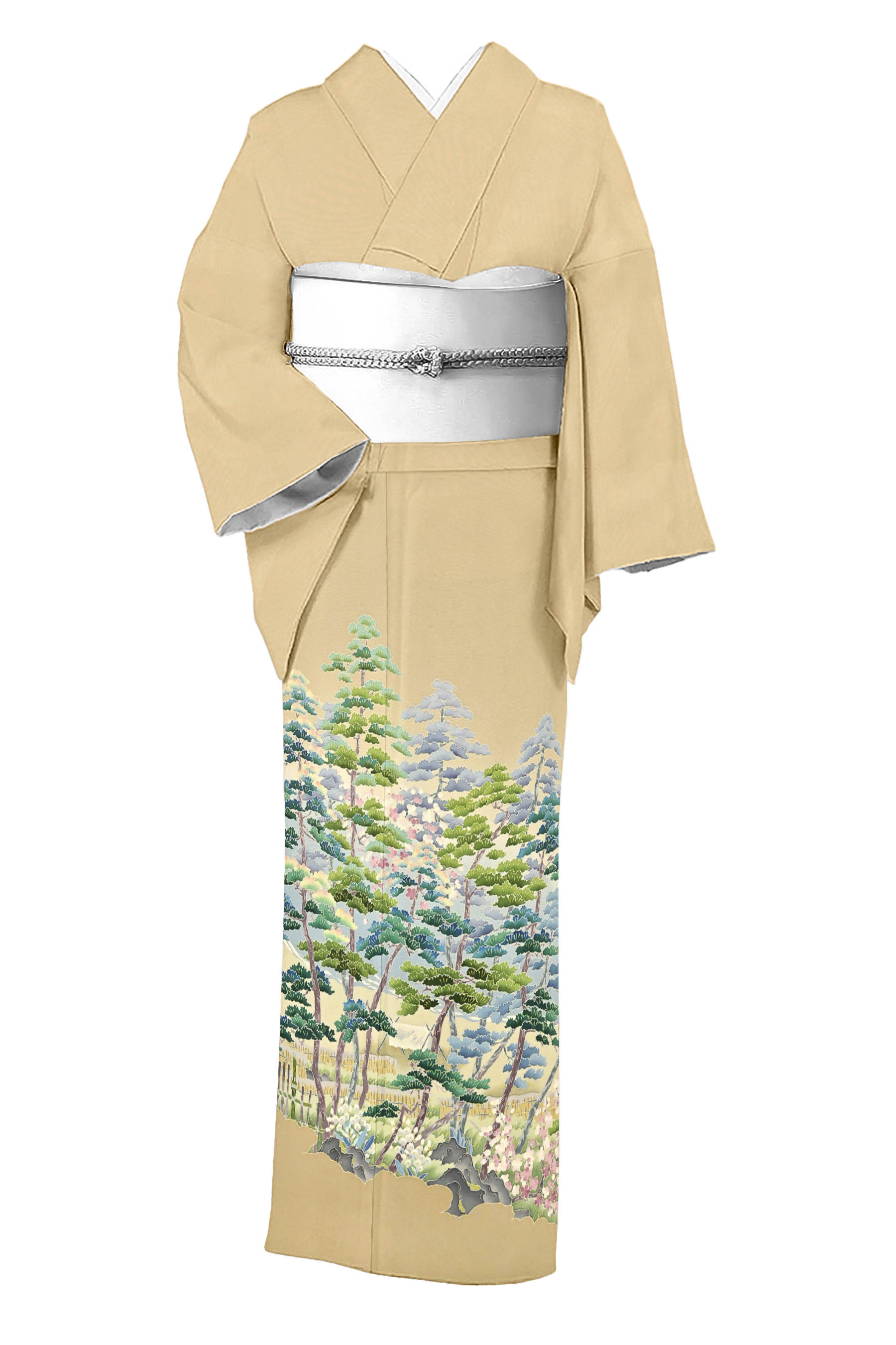 柿本一郎加賀友禅色無八掛け付き四丈 、ブルーグレー伝統工芸士作無地染別誂三丈二反 柿本一郎加賀友禅色無八掛け付き四丈 、ブルーグレー伝統工芸士