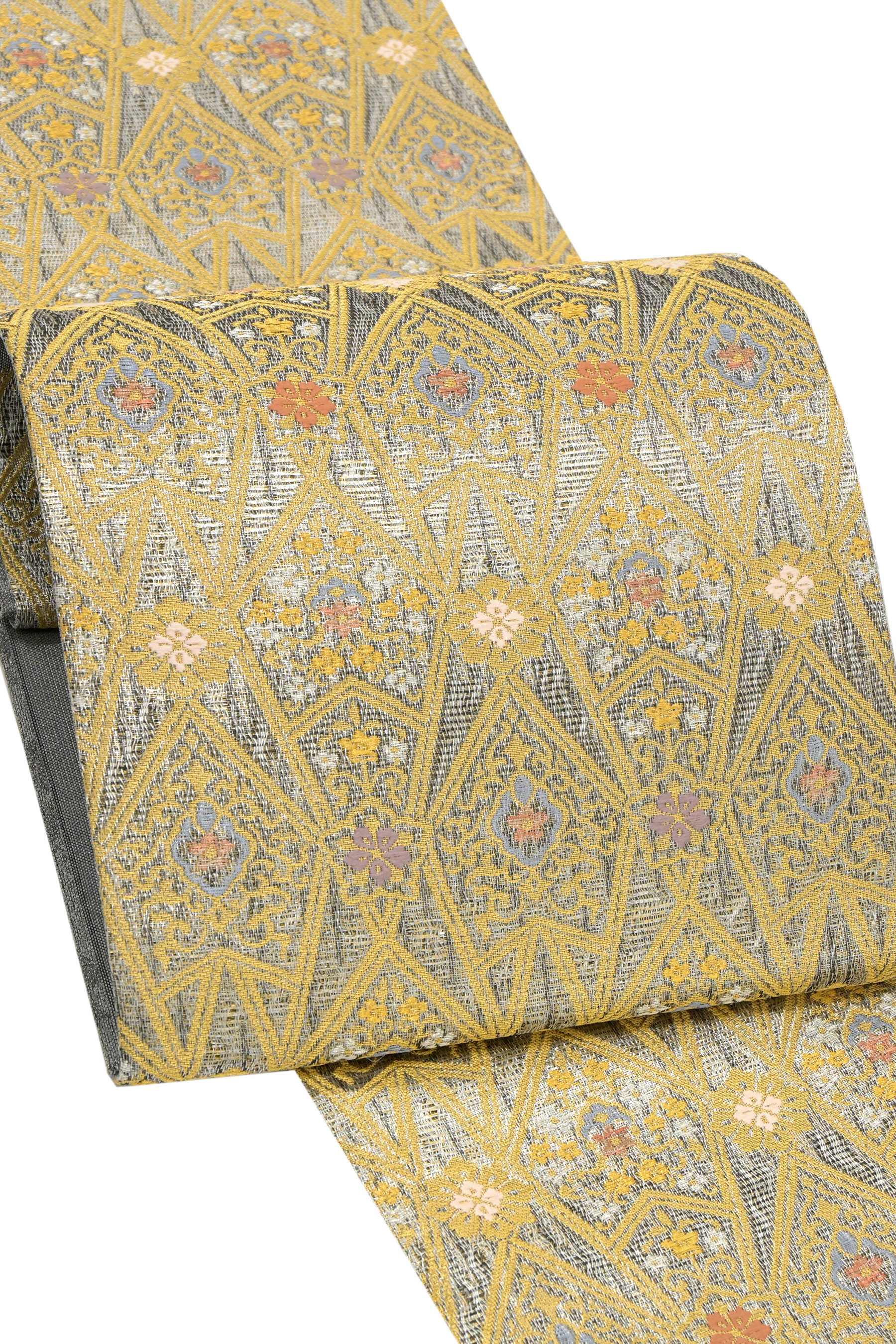 【逸品】【誉田屋源兵衛】【落款あり】袋帯 西陣織 正絹 七宝に花 裂取り 逸品】【誉田屋源兵衛】【落款あり】袋帯 西陣織 正絹 七宝に花