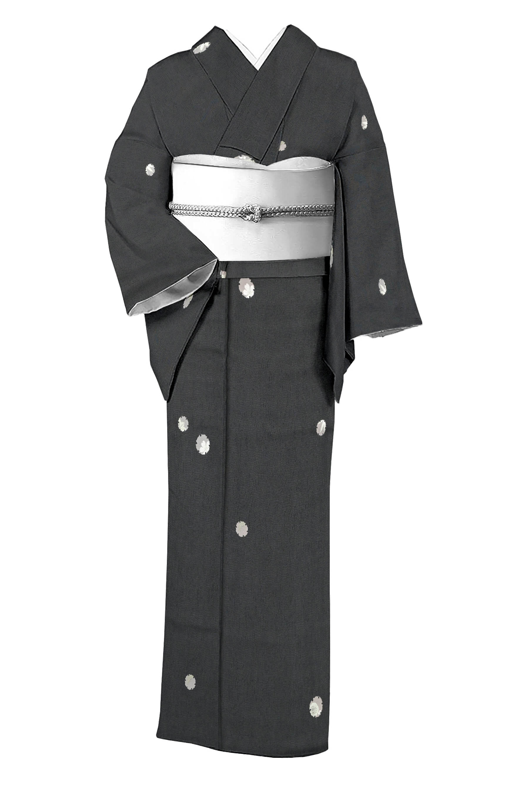 ドークブア■夏　小紋　斉藤三才　紺鼠の縦縞　極上の逸品　708 斉藤三才 特選工芸御召 ～三才小紋九十九撰～ ≪御仕立て上がり