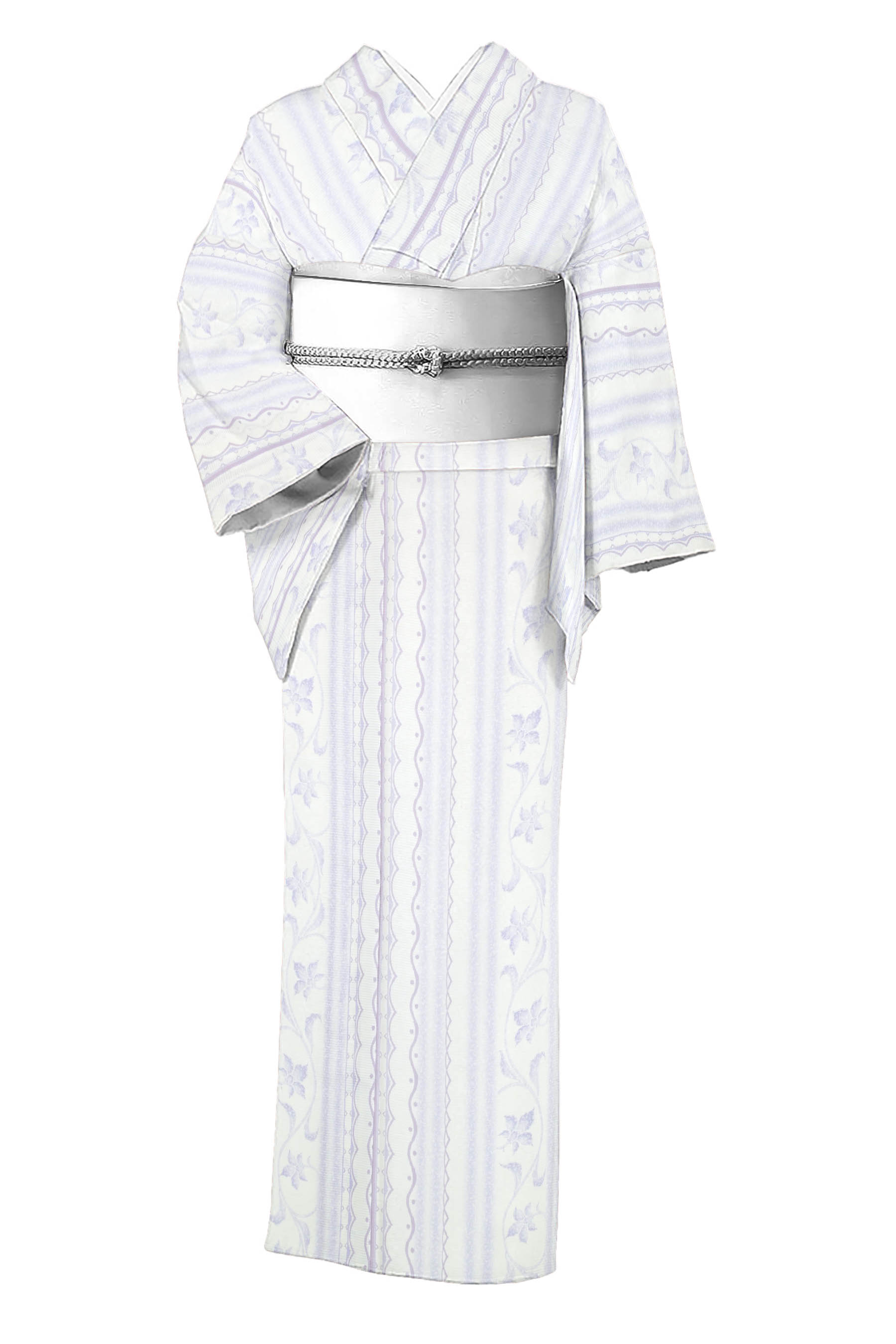 【夏物】【京の染匠】  特選絽小紋 ≪御仕立てもの売り上げ高・新品≫ 「唐花波線抜け道」 思わしいの夏小紋！ 身の丈163 裄68