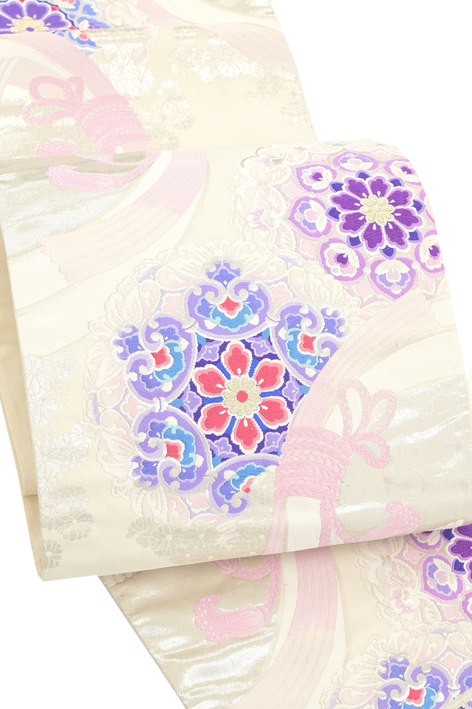 【百貨店掘り出し物！】華やぎフォーマル！ 〈お仕立てもの売り上げ高・中古品〉 仕立て上げる正絹袋帯 「熨斗に華紋」 ワケアリお位置づける！ 見目麗しい箔糸の煌めき！