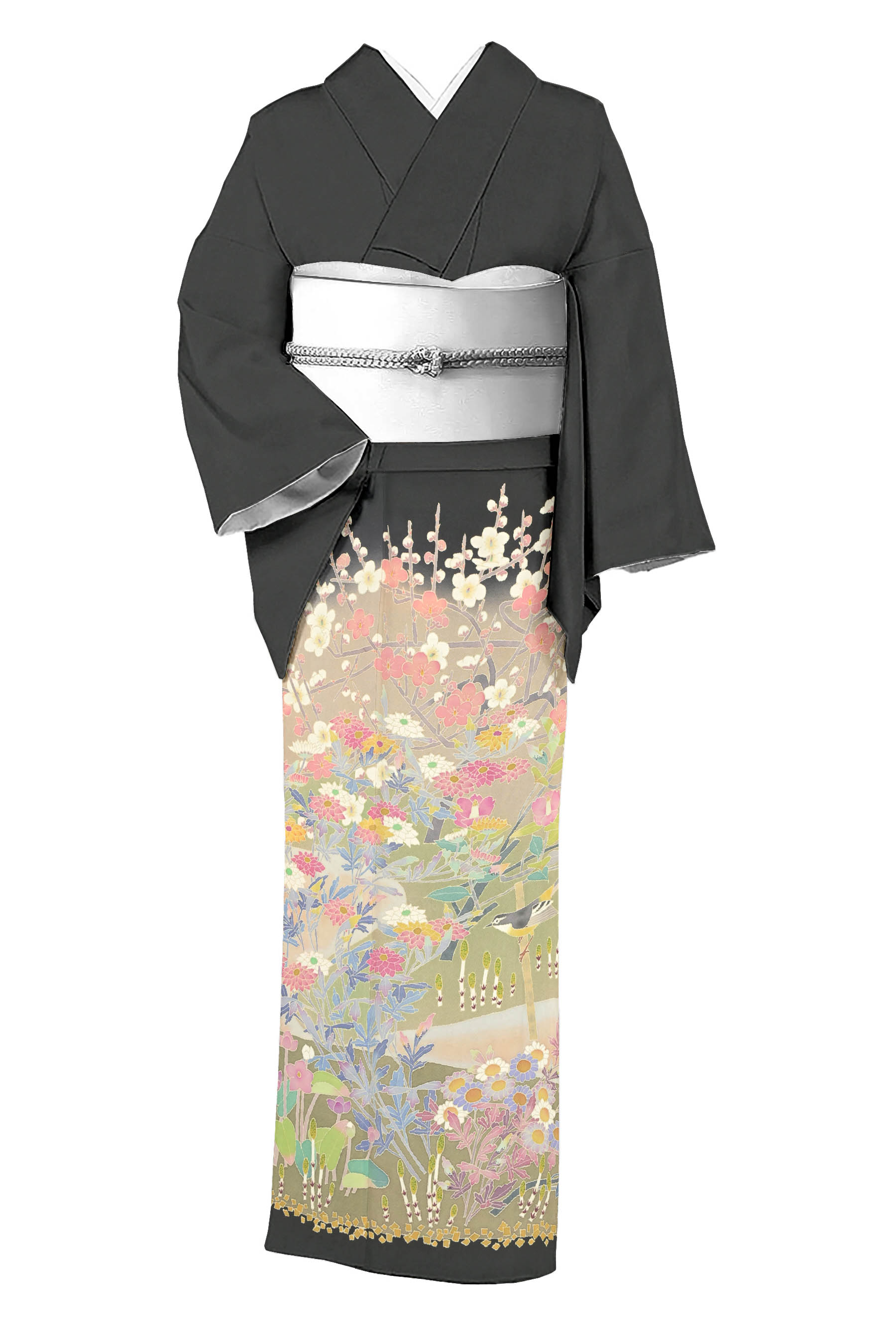 【百貫華峰】 特選本加賀友禅黒留袖 ≪御仕立てもの売り上げ高・中古美品≫ 「花の園」 大きさ合う方へ心よりお勧め致します… これぞ第一級の本加賀！ 身の丈149 裄67