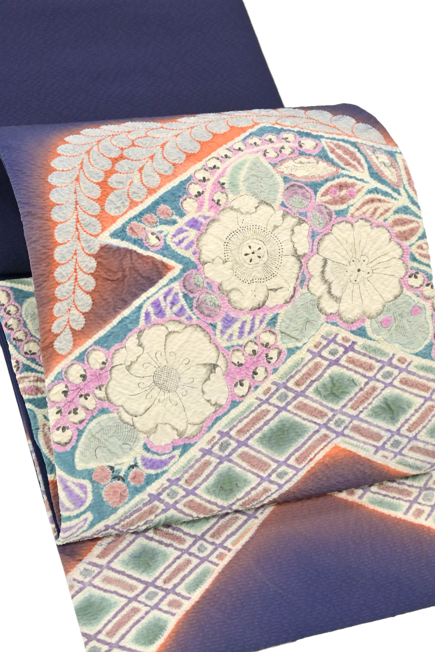【藤娘きぬたや 伊藤嘉敏】 御前上等絞り染袋帯 ≪仕・中古品≫ 「松皮菱に辻ヶ花」 名家きぬたやの滅多に無い品！ 収集家の方必見！