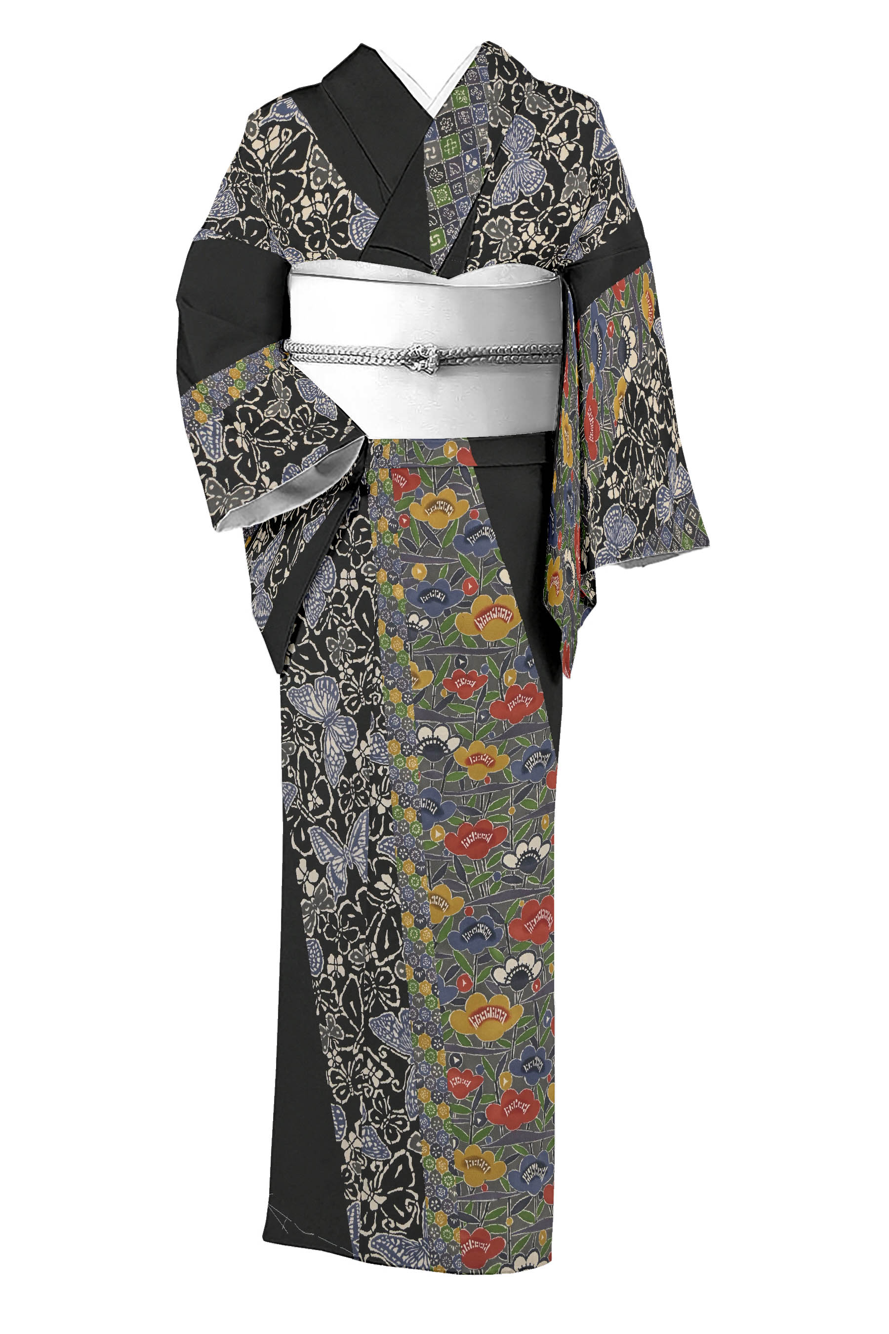 【五味桂子】 特選日本の首都紅型短い訪問着 ≪御仕立てもの売り上げ高・中古美品≫ 「斜取花蝶図」 受け継いだ万物の霊長国宝の生まれ… 自己同一性を感じさせる着姿！ 身の丈163 裄67