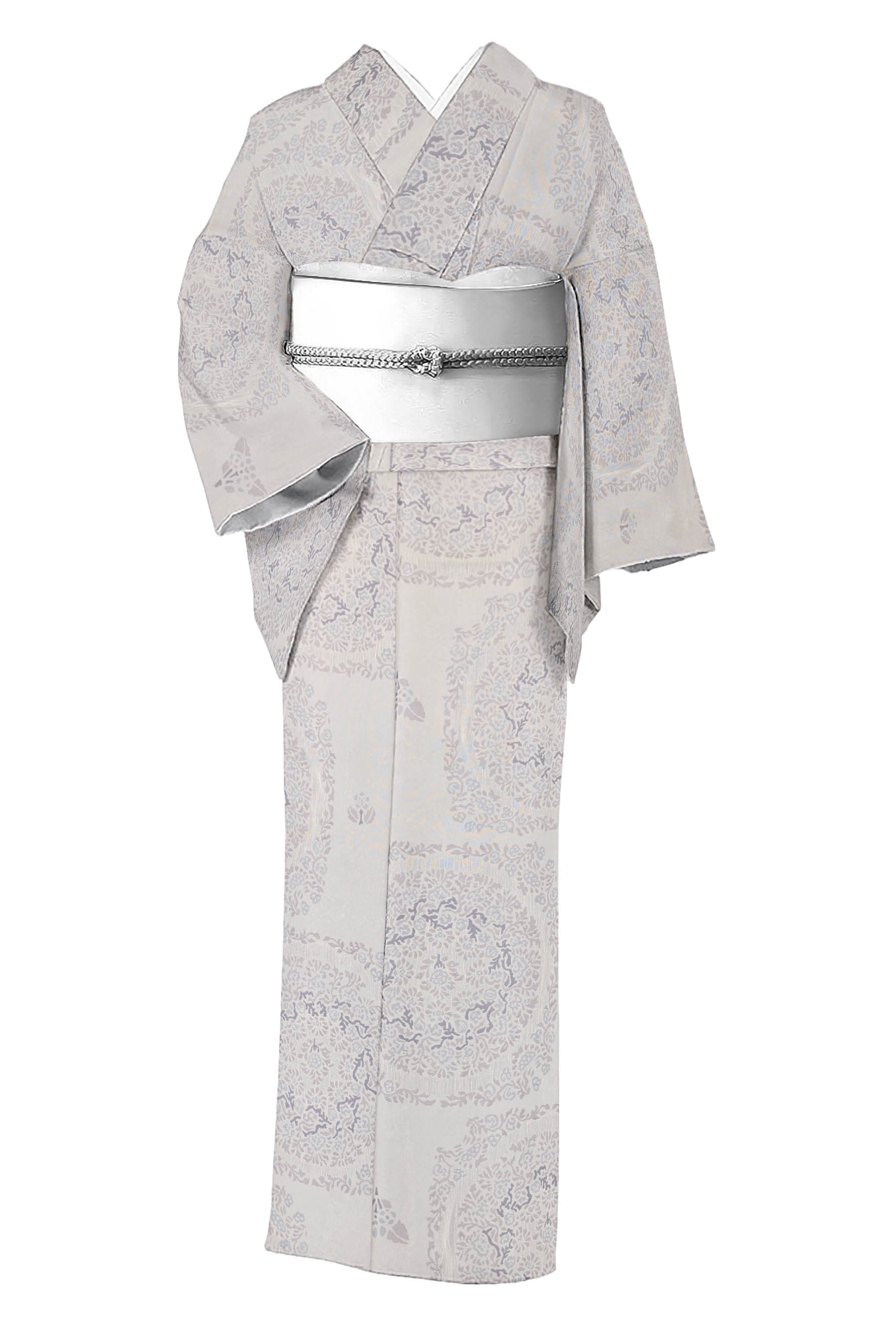 ドークブア■夏　小紋　斉藤三才　紺鼠の縦縞　極上の逸品　708 斉藤三才 特選工芸御召 ～三才小紋九十九撰～ ≪御仕立て上がり