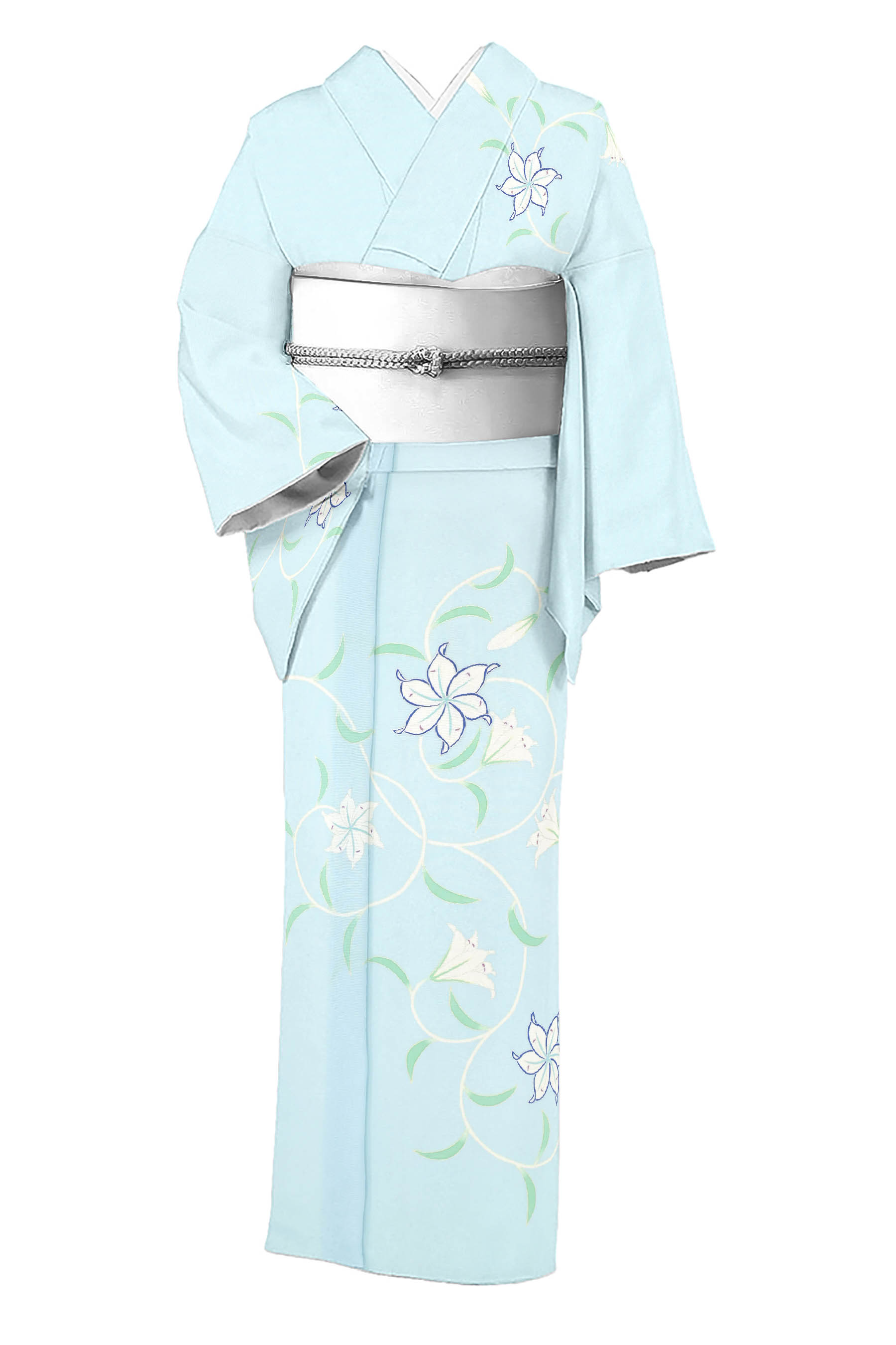 【百貨店掘り出し物！】 【仕立てもの客あしらい】 【夏物】 【京の老舗染処】 本格京友禅付下げ着尺 ＜丹後ちりめん・特選駒絽地＞ 「鉄線唐草」 本格京友禅の美匠… 上品さと余暇活動性溢れる珠玉！