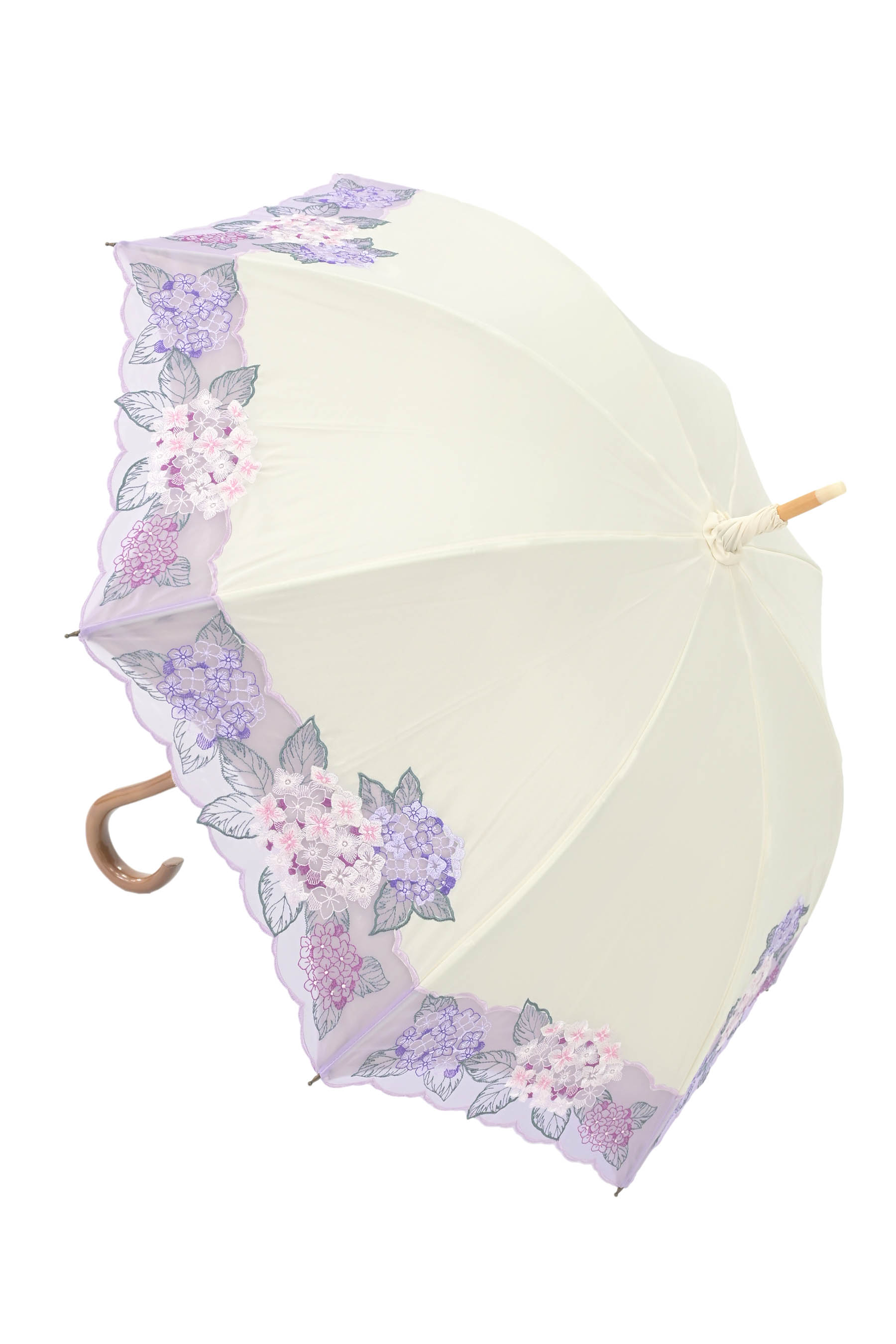 “Web限定販売!” 【シノワズリーモダン京都】 【晴雨兼用】 女優日傘 ~かわず張り~ 「紫陽花・ホワイト」 木陰を持ち歩くような贅沢… ひとつ上の優雅さ。|京都きもの市場 店
