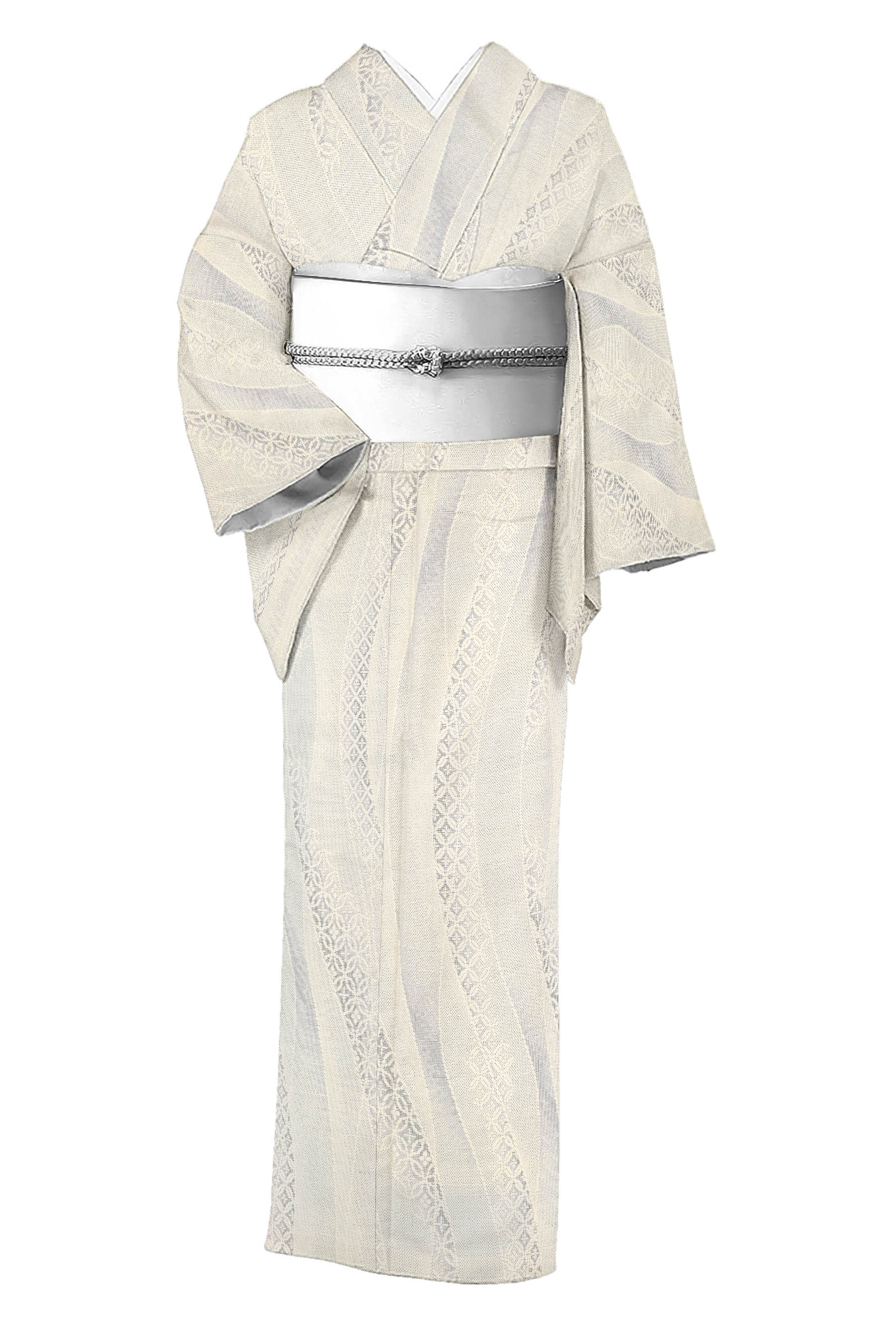 特選本場白大島紬 7マルキカタス式 ≪御仕立て上がり・中古美品≫ 「古典の調べ」 トラッドなデザイン すっきりとした装いに 身丈152　裄63