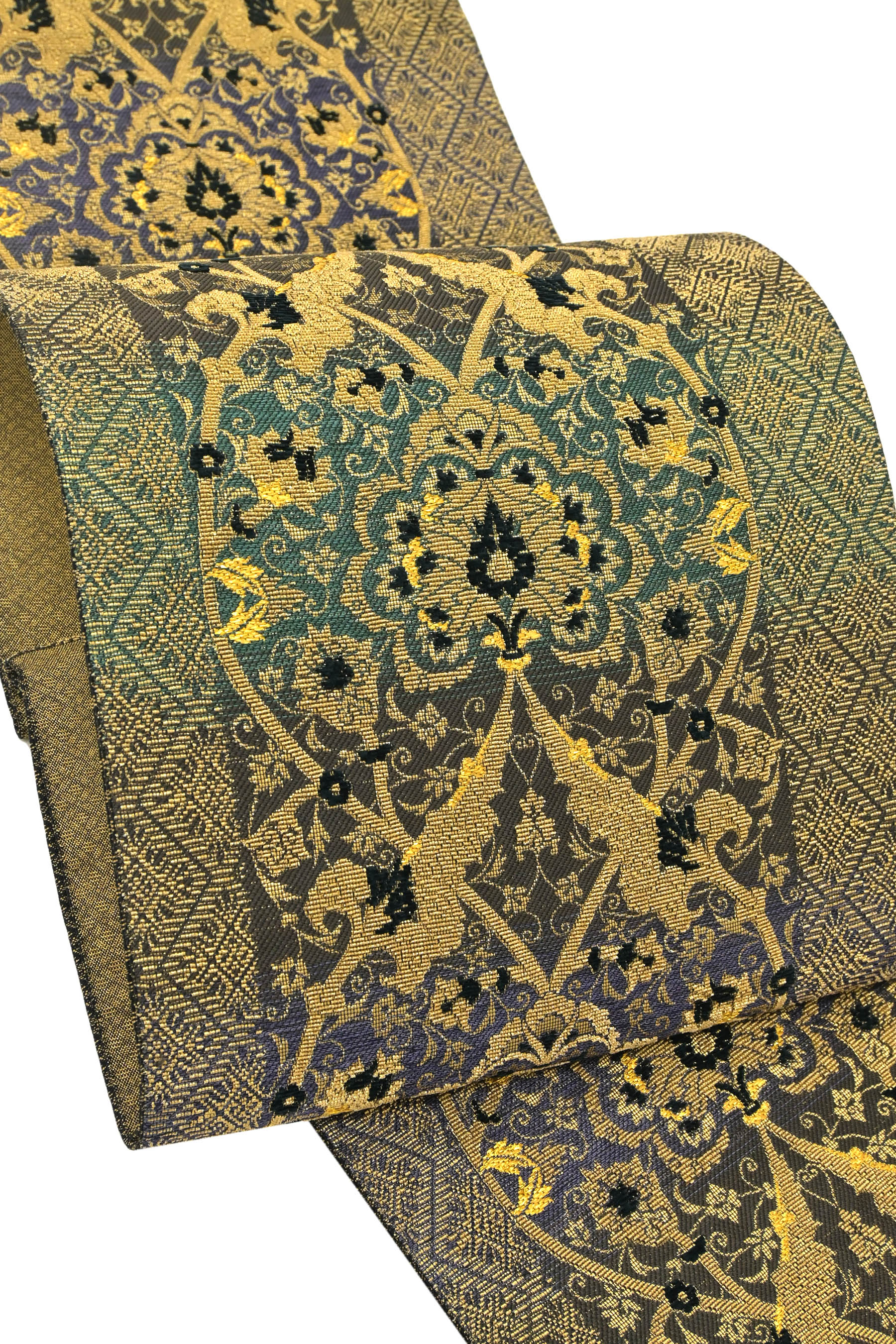 【誉田屋源兵衛】 特撰芸術輪奈織袋帯 ～金華燦～ ≪御仕立てもの売り上げ高・中古美品≫ 「麗華抜け道」 高家の感覚光る珠玉！ 夢幻的な織のつら構え。