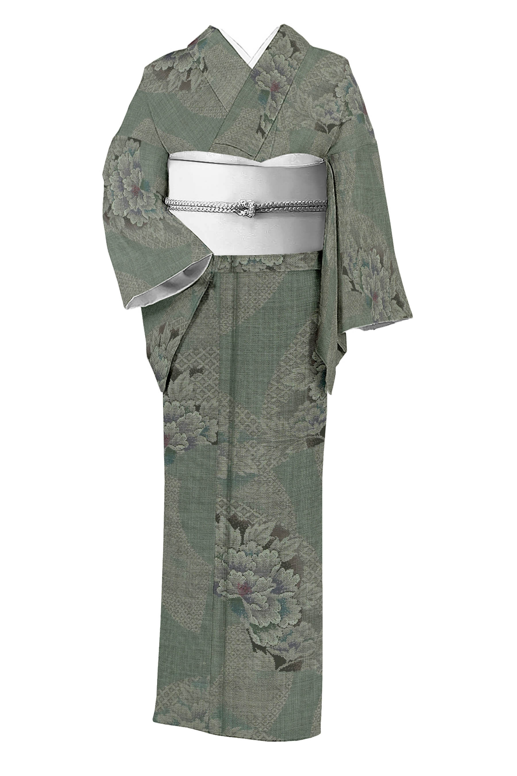 特選発祥地大島紬 9マルキカタス式・有色絣 ≪御仕立てもの売り上げ高・中古美品≫ 「有職名取り草西洋紙紋」 甲斐甲斐しいな名著の目論む こだわりの心地好い 身の丈158.5 裄64