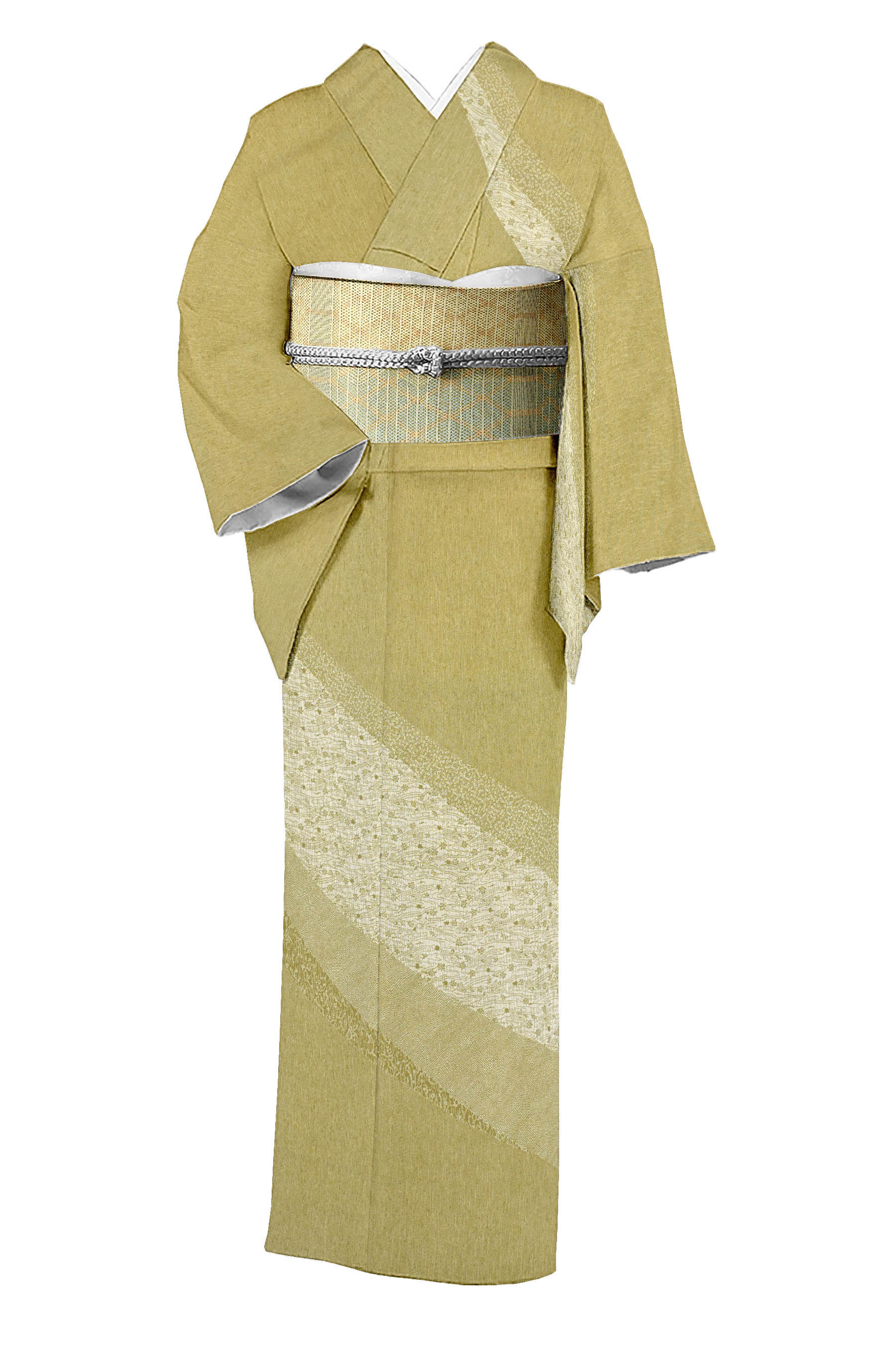 【着物＋帯セット】 ≪お仕立て上がり・中古美品≫ 【日本工芸会・正会員　故・樋口実】 特選伊勢型江戸小紋訪問着 【ひなや】特撰創作手組袋帯 身丈165　裄64.4
