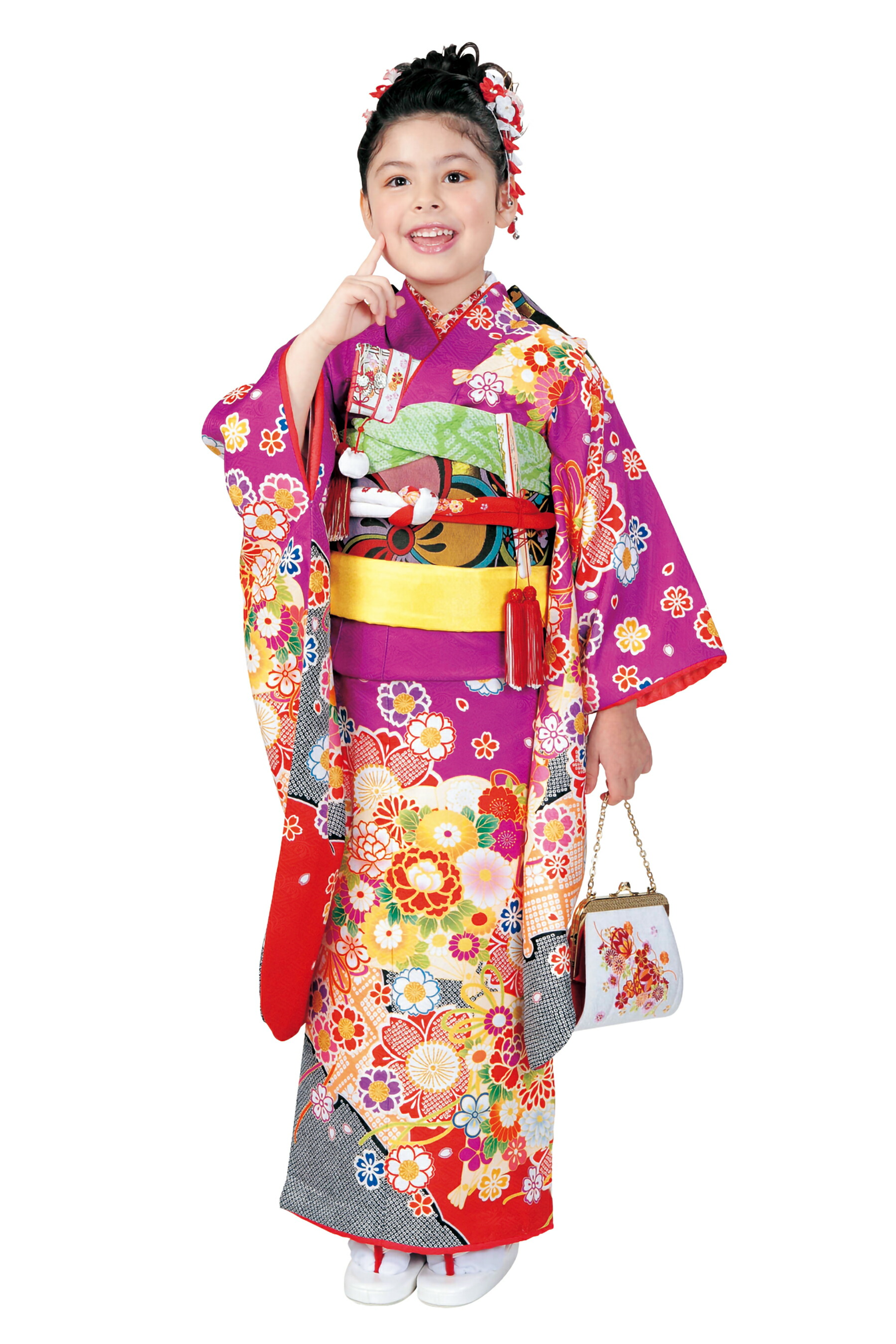 “Web押さえる売りわたす品！” ■【R・KIKUCHI/リョウコ・キクチ】 【７才お嬢さん用 七五三総締め書き割り】 No.71 紫色 ☆しごきと帯揚げの色選べます！ 七五三の祝賀会、お正月などに！