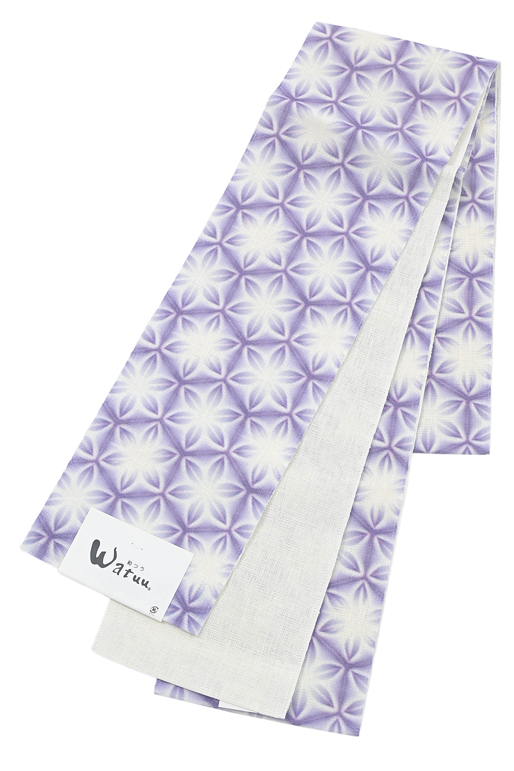 【単衣・夏】 麻半巾帯 ～Watuu～ ≪仕・新品≫ 「雪花絞り×パープル」 風を纏う、冷やりとしたな雪花… 好いたらしい長尺！