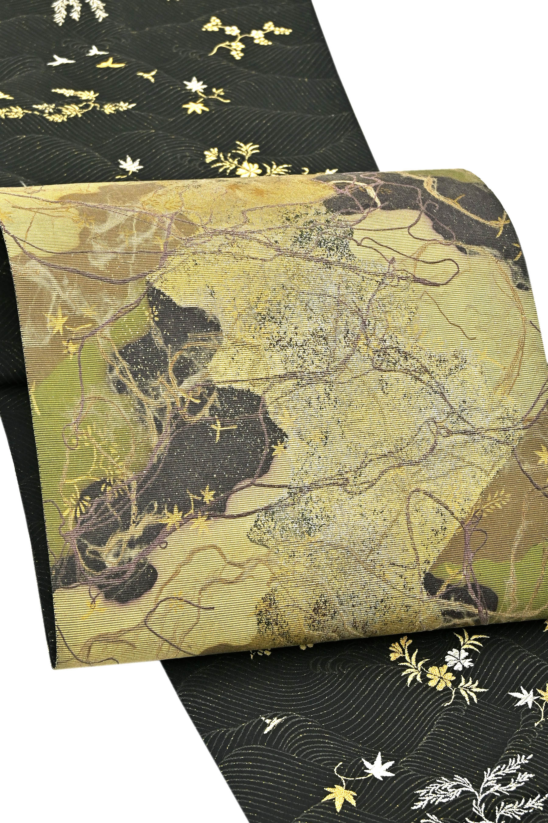 【20％OFFクーポン券客体】【誉田屋源兵衛】 特選芸術袋帯 ～金唐革～ ≪仕・中古美品≫ 惹きつけられる工藝味。 通も申し合わせの感性！