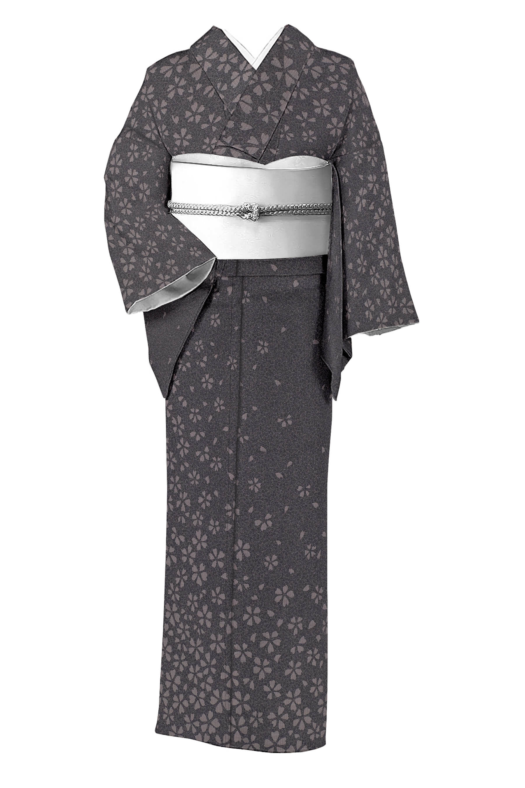 【西陣織元】 特選紋織御召訪問着 ≪御仕立て上がり・中古美品≫ 「舞桜」 サラリと軽く心地よい風合い… 粋な社交着に！ 身丈156　裄67