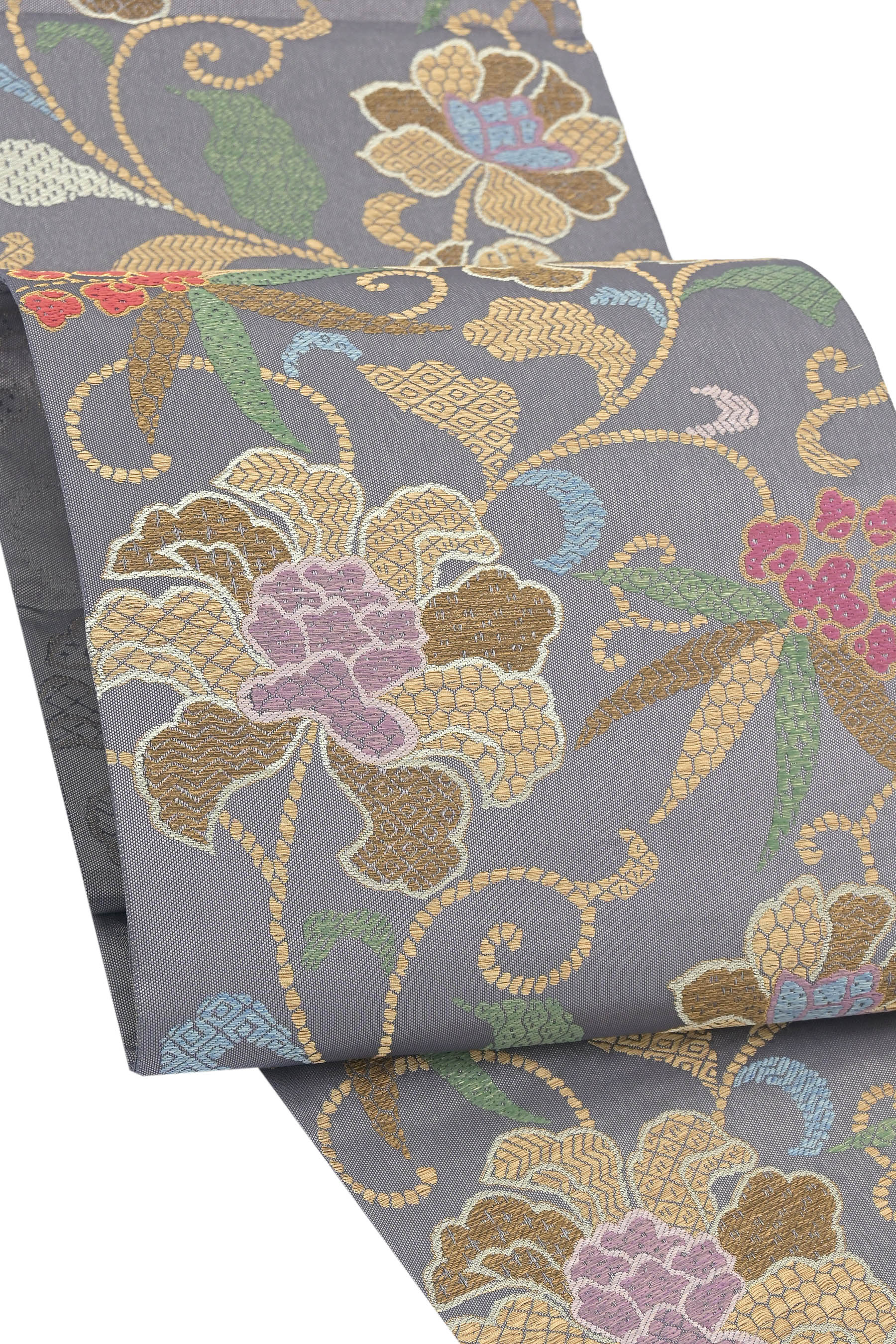 【本決算最終バーゲン】 【帯屋捨松】 特選西陣織袋帯 「名物唐花刺繍」 古典を超えて、美しく… 気品薫る、唐花の競演。|京都きもの市場 店