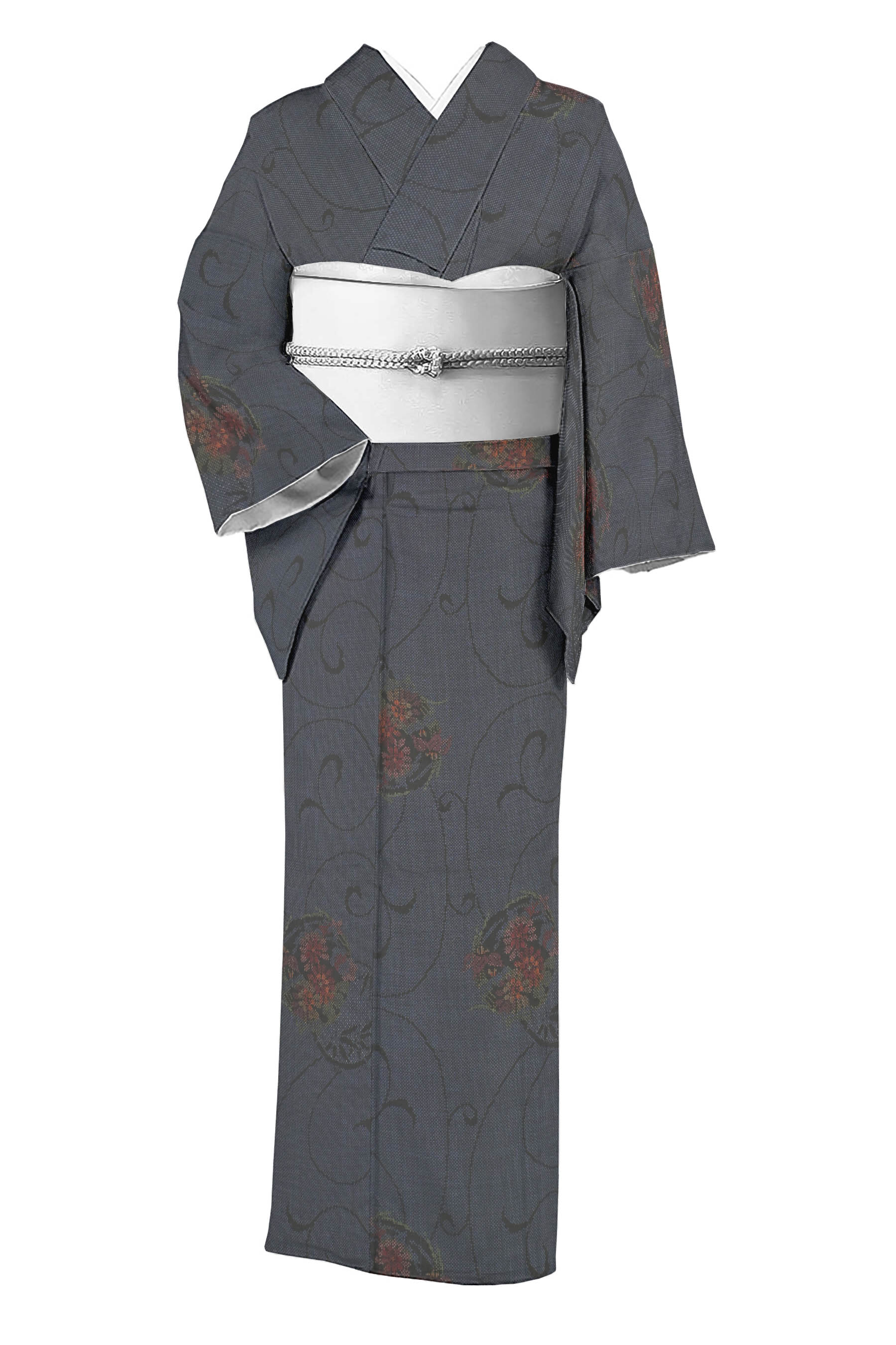 【本場大島紬】 7マルキ一元式 ≪御仕立て上がり・中古美品≫ 「菊の花丸」 証紙もついてこの価格！ 身丈154　裄63 16,089円