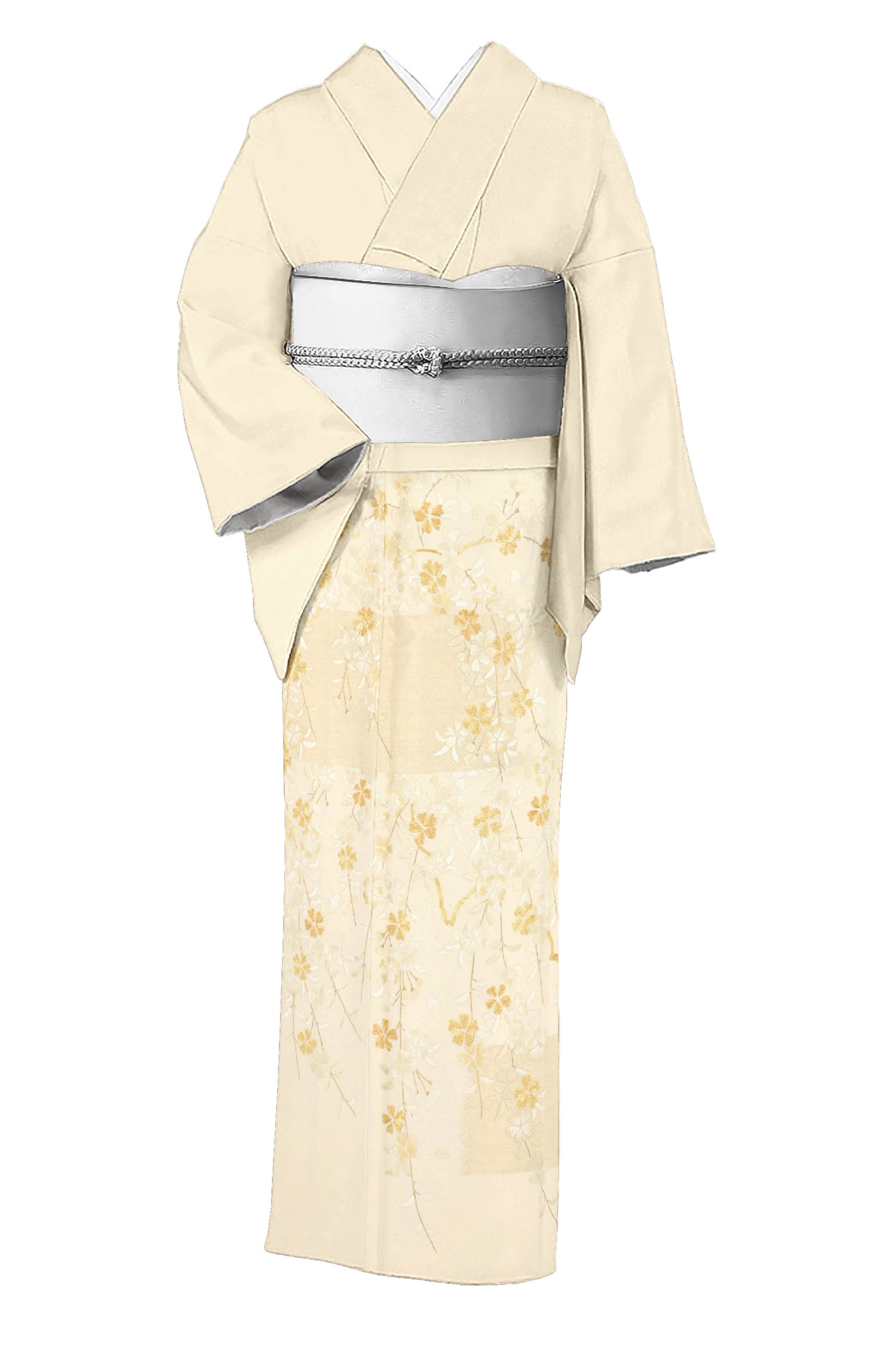 特選本手総刺しゅう色留袖 ≪短い訪問着仕立てもの・中古美品≫ 「霞桜」 堪能さの技と素晴らしい感覚的な体験の研鑽… 刺しゅうで広がる奥ゆかしいな領域。 身の丈166 裄69.5
