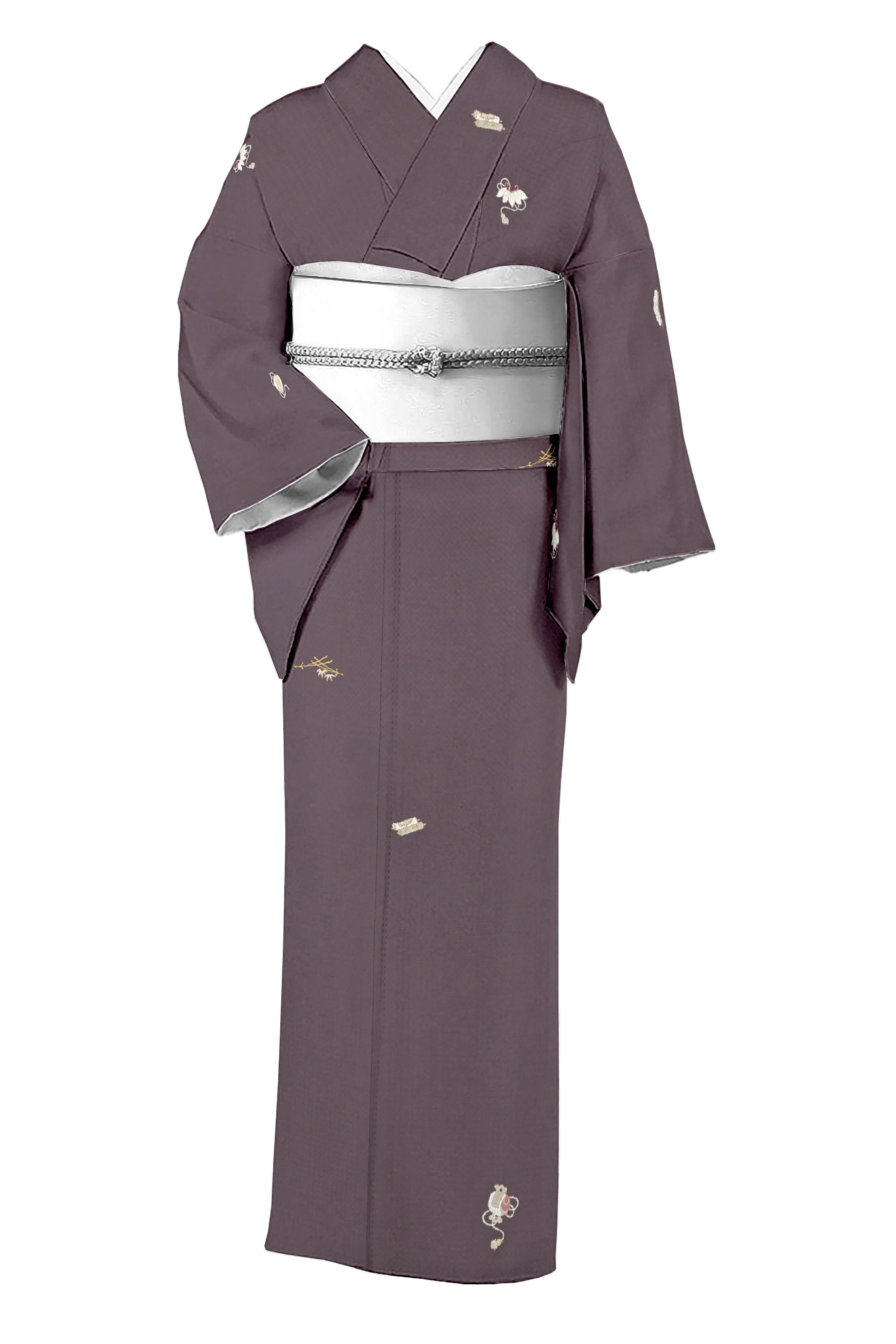 特選総刺繍小紋 ≪御仕立て上がり・中古美品≫ 「松竹宝尽くし文様」 着物美人のお出掛け着。 凛と風雅な和姿に。 身丈158　裄69.5