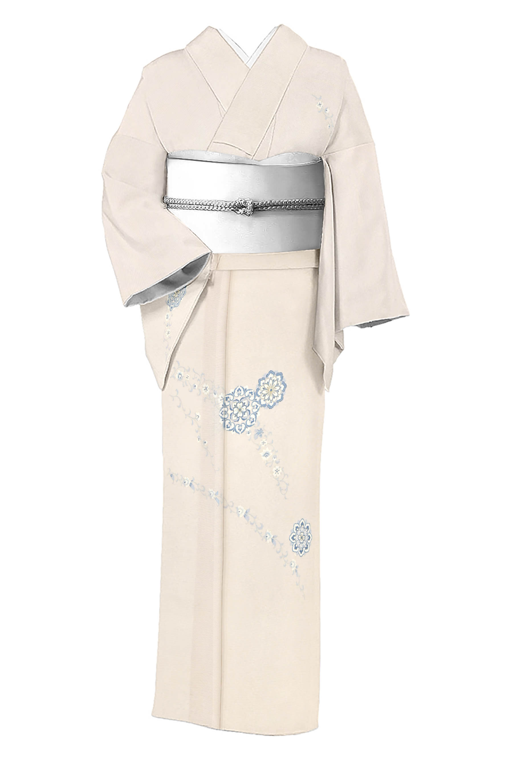 【15％オフクーポン客体】  【夏お召しもの】【京の染匠】 本手製造友禅付下着尺 「宝相華文」 奥ゆかしいな夏の着姿に。 着物-和服