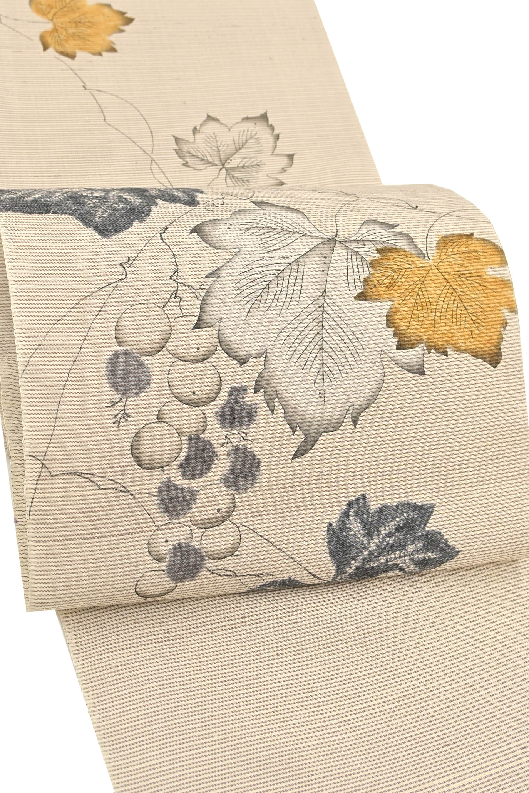 【24時間限定18％OFFクーポン対象】 【仕立無料】 【鷹ヶ峰しょうざん】 本手加工友禅生紬九寸名古屋帯 「葡萄」 しょうざんのハイクラス染帯！ センス柄を厳選仕入れ！