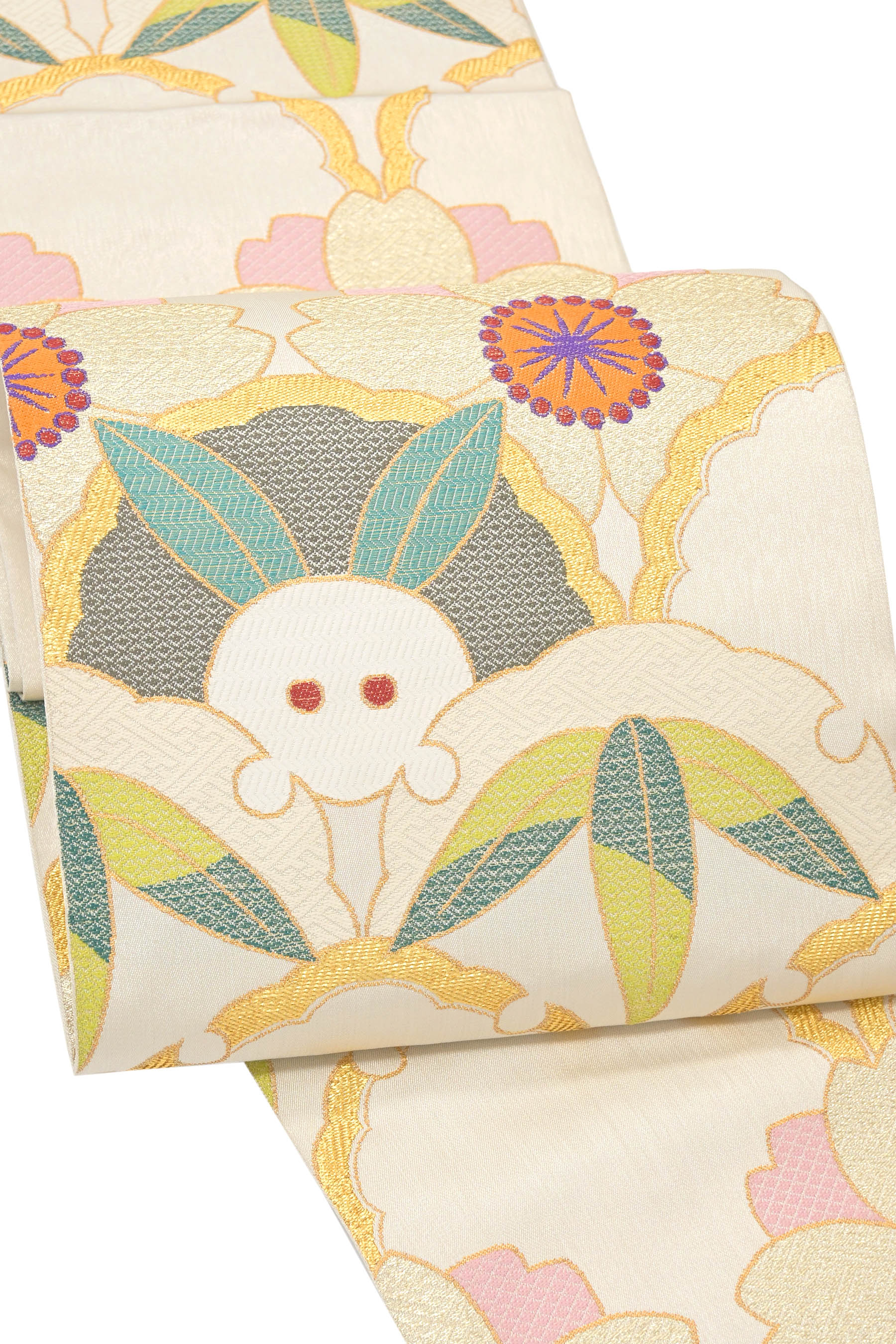 【20％OFF引き換え証客体】【芸術帯地 洛風林】 仕・新古品 【帯匠丹波屋 丹波屋甚兵衛】 特選芸術手織袋帯 「雪輪青海桜兎」 これぞ特選。芸術気違い必見の一条。
