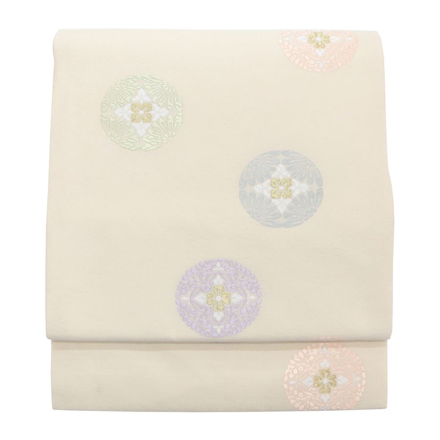 楽天市場】名古屋帯 薄いグレー 淡い藤色 雪輪 フクロウ 正絹 仕立て