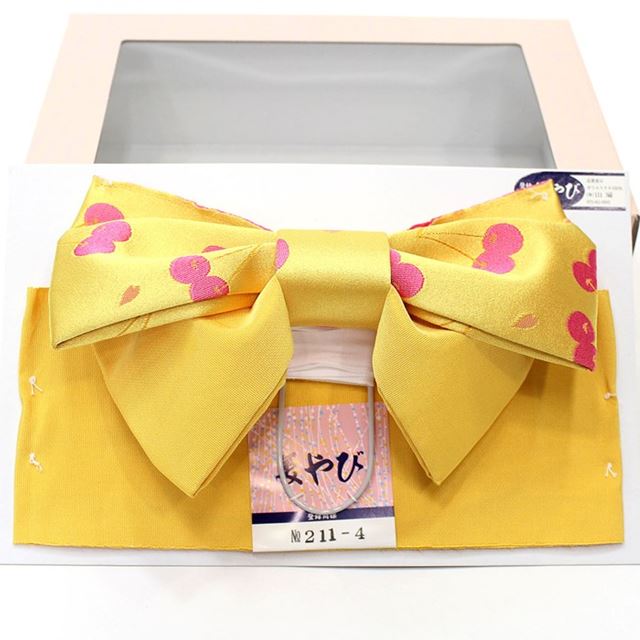 楽天市場 子供用結び帯 ジュニア用ゆかた帯 浴衣帯 作り帯 小学生用 キッズ 黄色 さくらんぼ柄 チェリー きもの京香