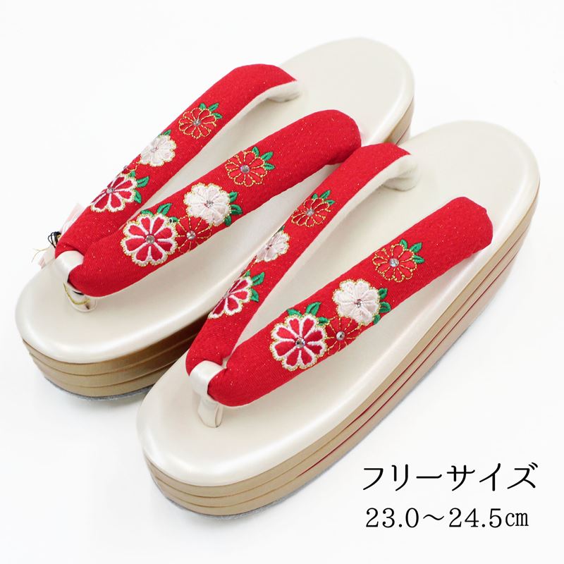 草履 レディース 厚底草履 振袖 袴 成人式 卒業式 yumi yumi 桂由美 YUMI KATSURA 白 赤 金 ホワイト レッド ゴールド 厚底 三段 三枚芯 太鼻緒 刺繍 ラインストーン おしゃれ 可愛い フリーサイズ 女性用 着物 和装 履物 お買い物マラソン