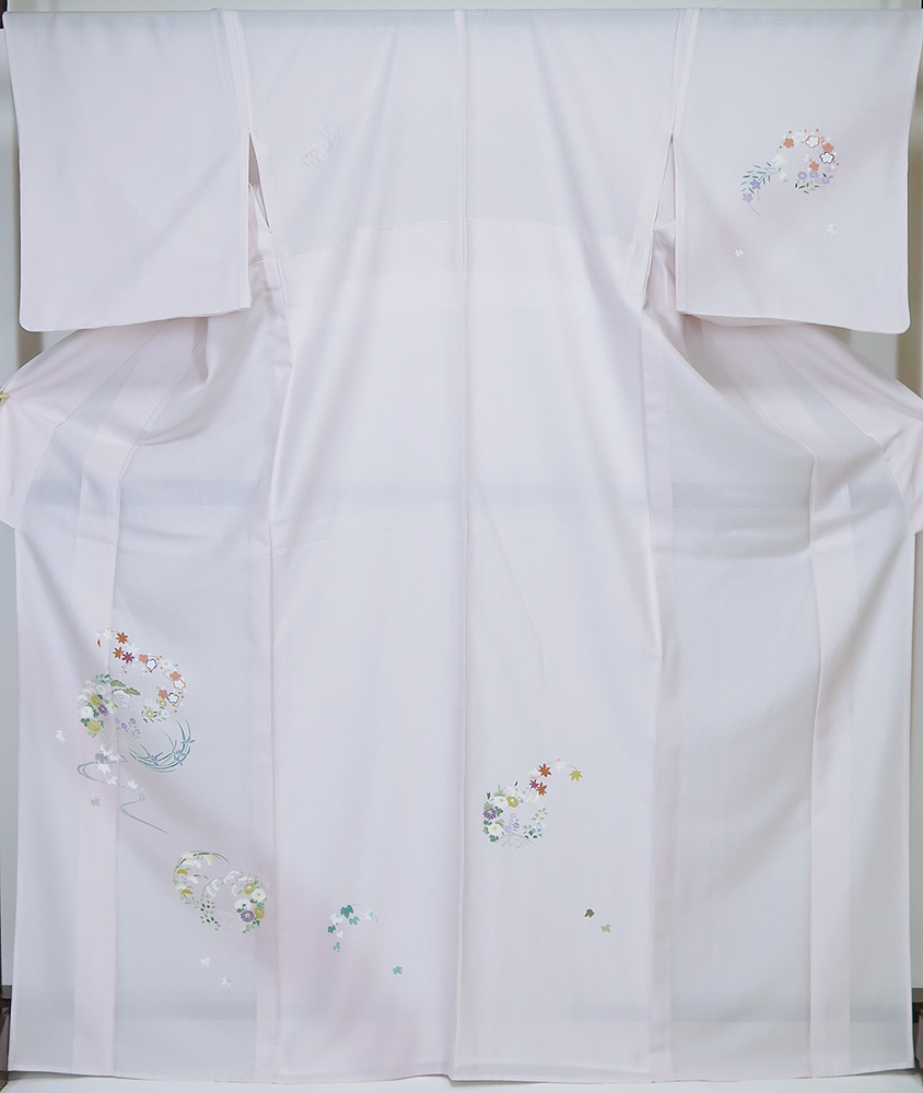 ■夏着物　 新品　お仕立上り　手書き友禅　絽　訪問着　薄ピンク　居敷当あり｜きものＬｉｆｅ 42,900円