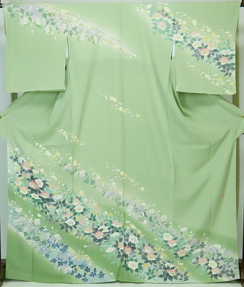 楽天市場】□誂え流れ 未使用品手書き 京友禅 訪問着グレー : きもの