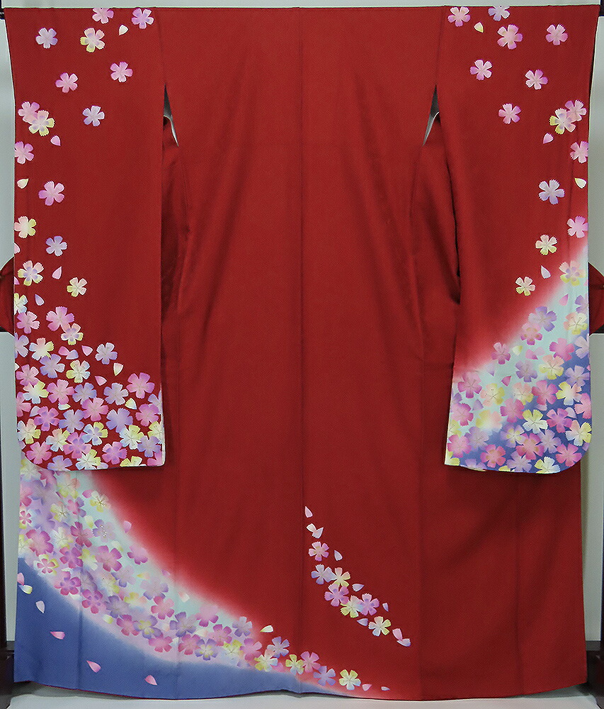 楽天市場】振袖 中振袖 正絹 赤疋田絞り 牡丹 裄180 レディース 単品