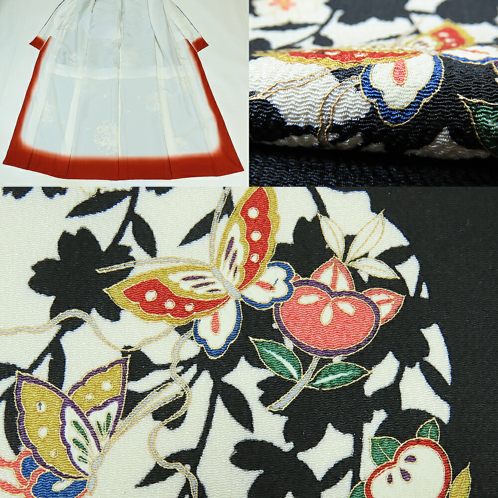美品 二越縮緬 小紋 黒・白 裄68cm 身丈168cm 和服 | eu-agencies.net