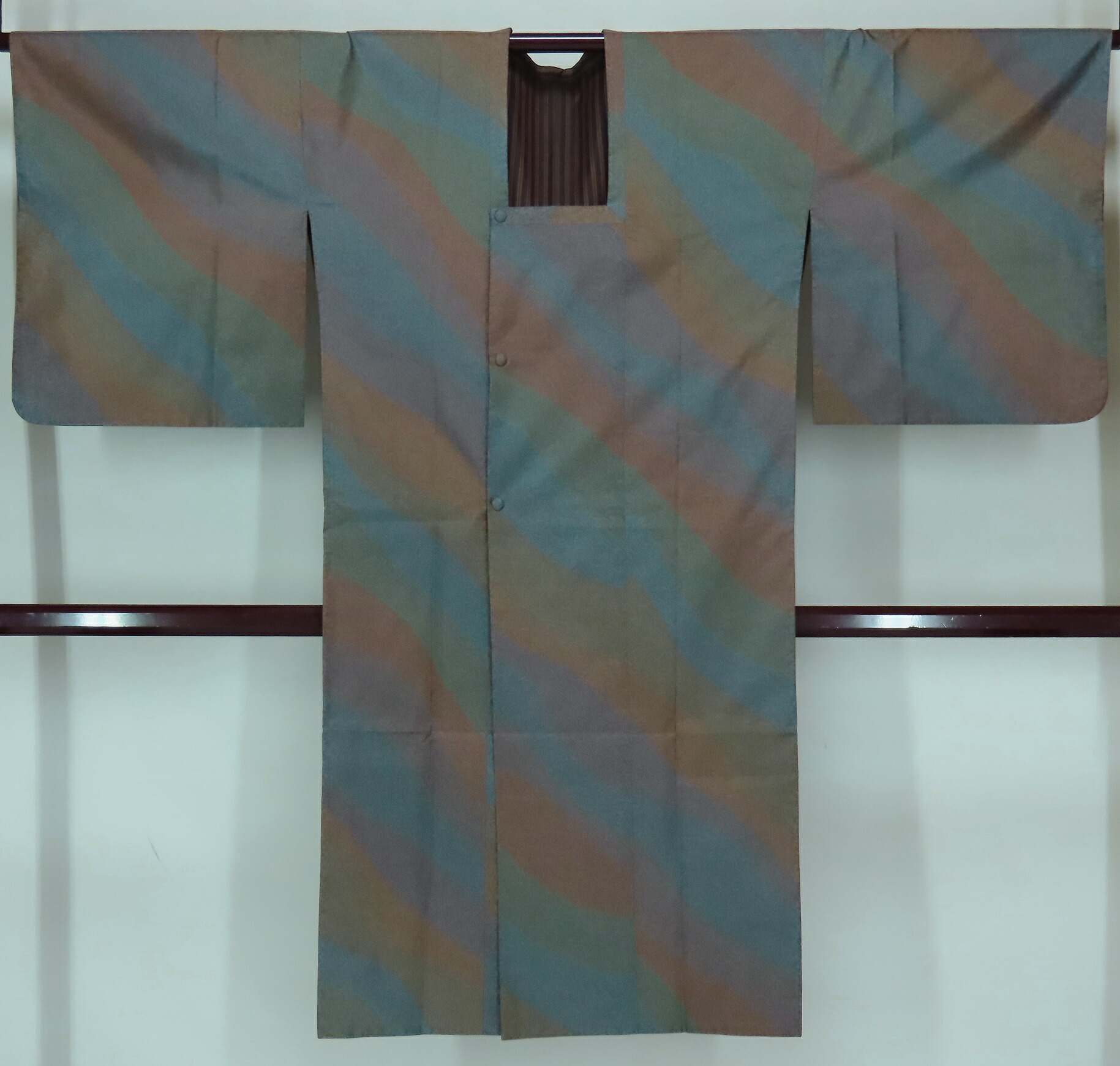リバーシブル つむぎ 道行コート 縞大島紬 裄67.5cm 身丈119cm 【中古】美品 k3823687-3241rym