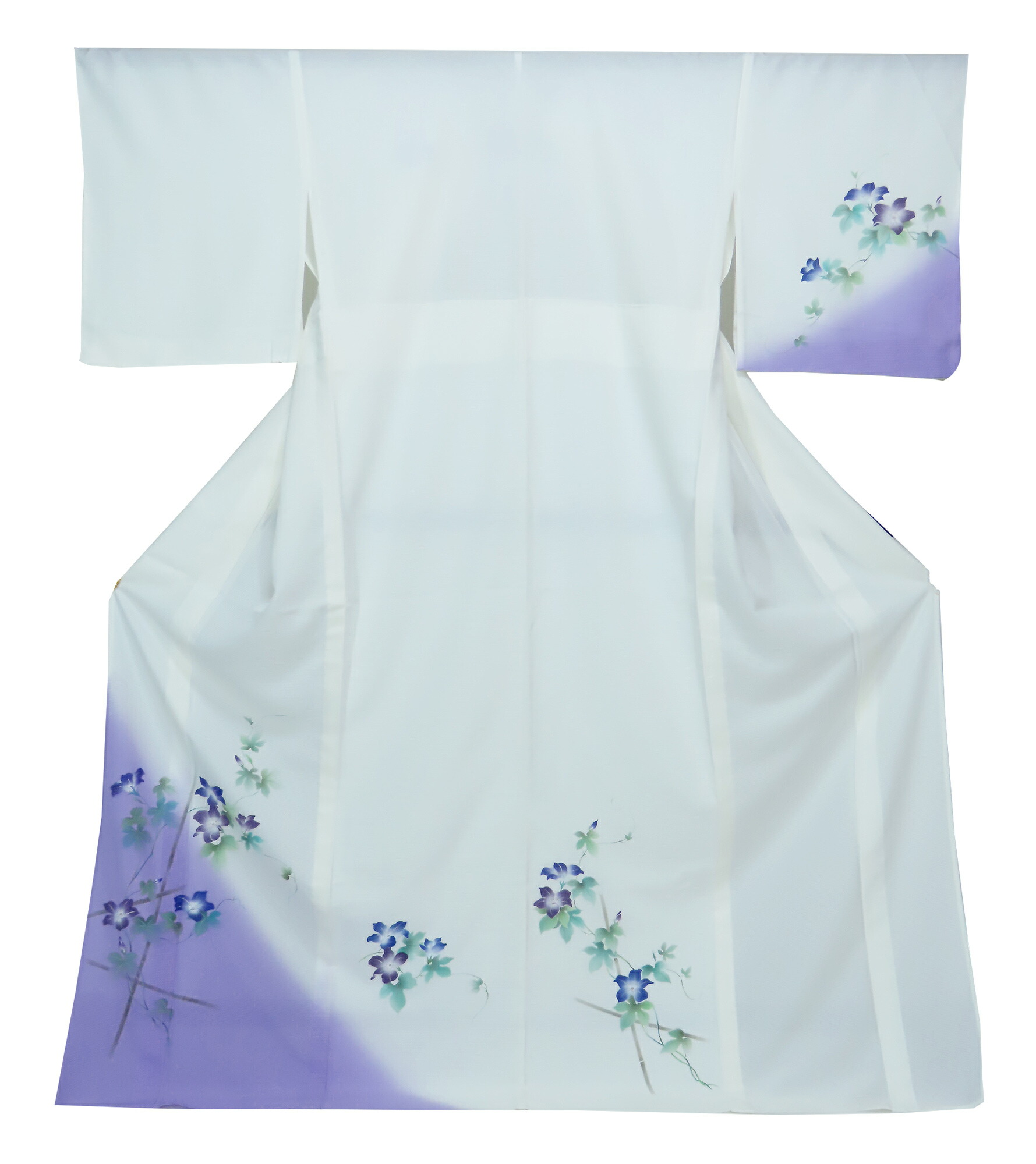 夏物 絽付下げ  槿花 白地 裄68糎 身たけ172糎 粋な御召しもの 新品 お仕立てもの売り上げ金 k3950512-3332ryam